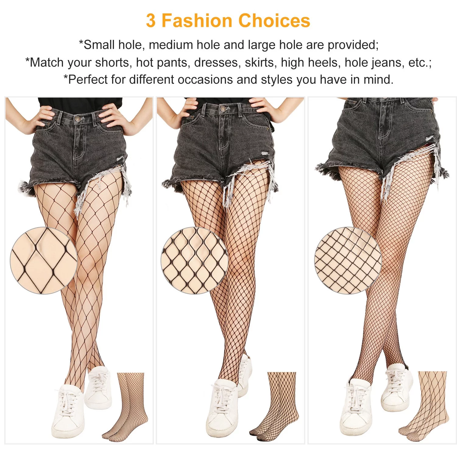 iMounTEK Women Fishnet Tights High Waist Fishnet Pantyhose Stretchy Mesh Hollow Out Tights Stockings (Small Hole, 6Pack)
