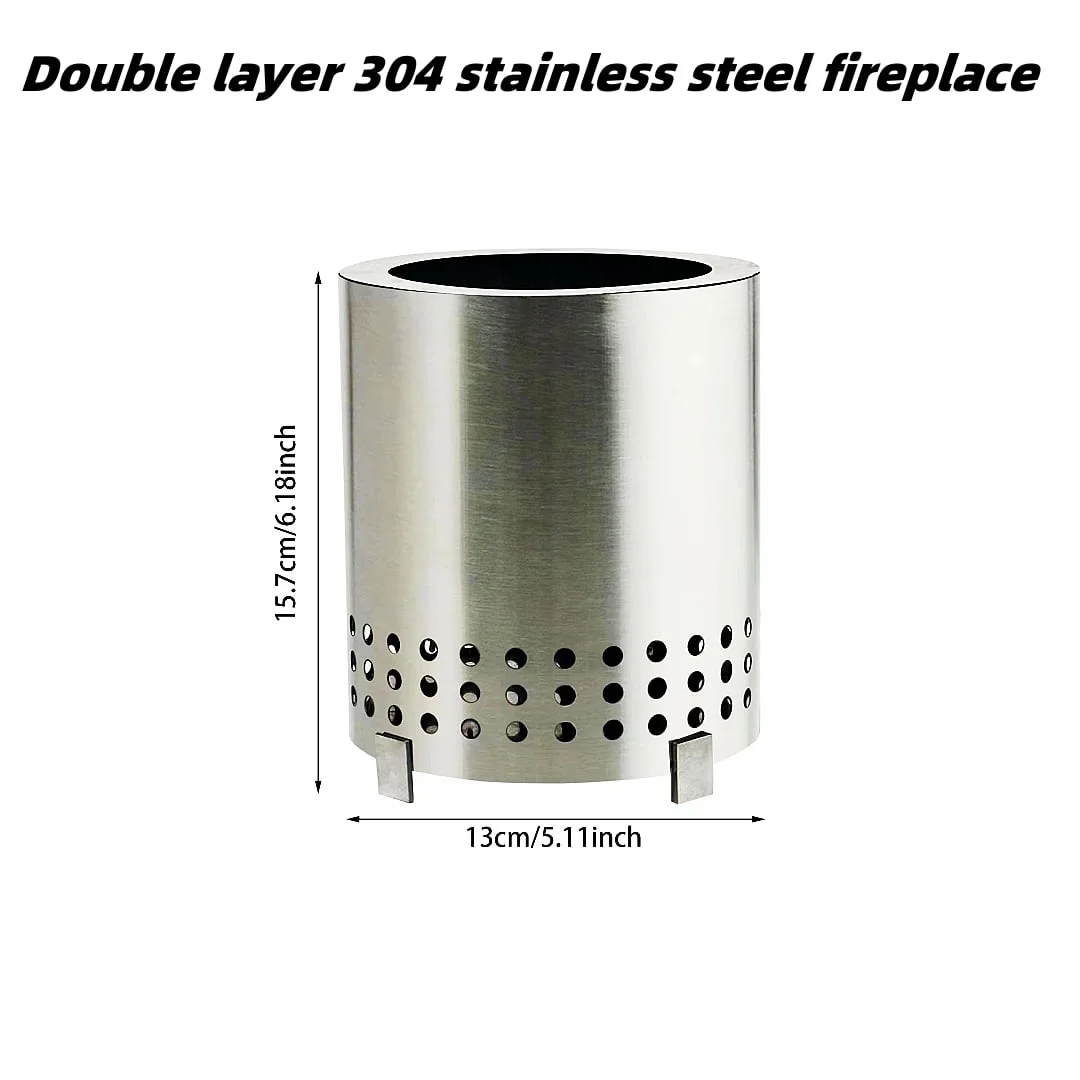 JLLOM fireplace 304 stainless steel hand warmer family outdoor camping MINI portable small fireplace metal spot double layer