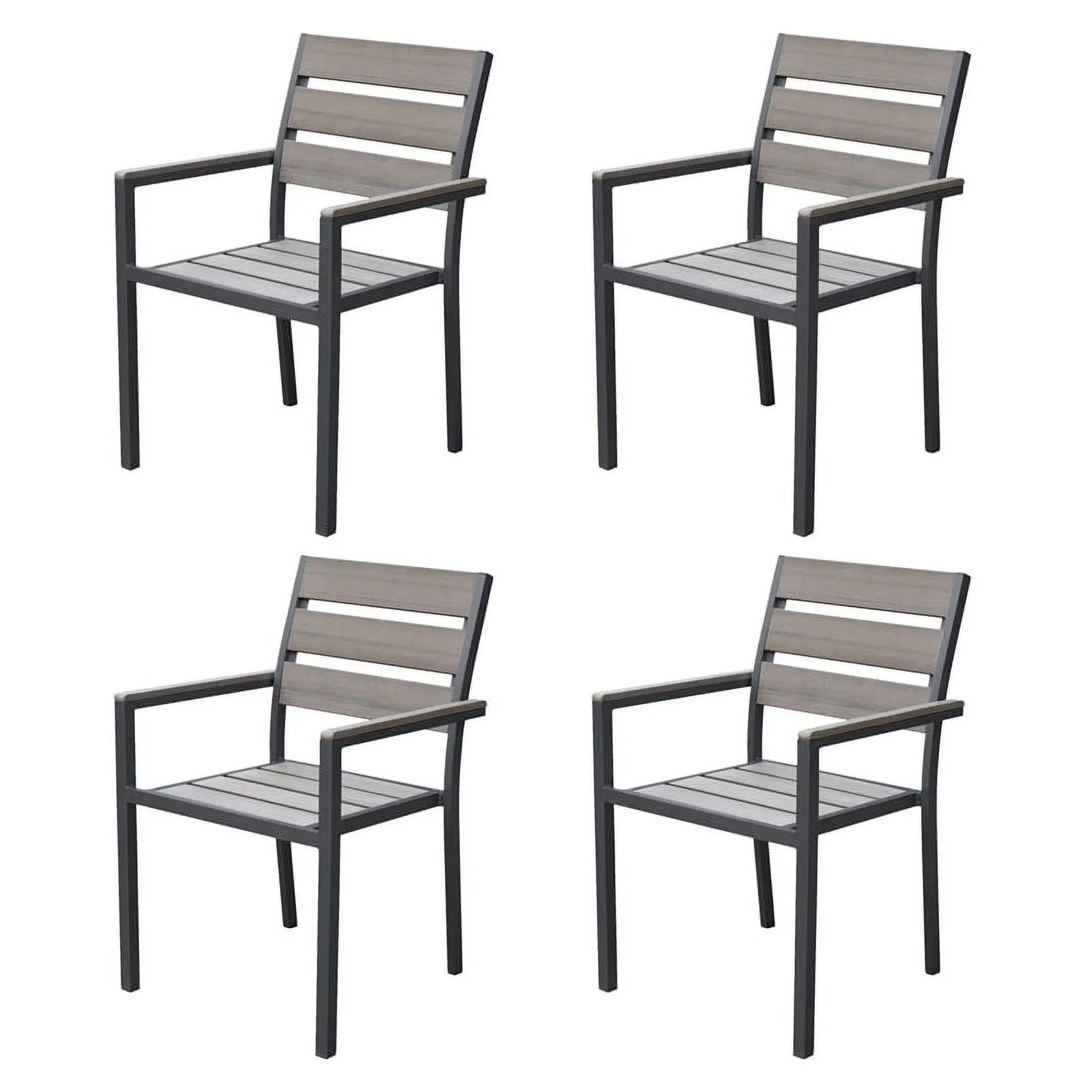 Afuera Living Charcoal Aluminum Frame Outdoor Dining Chairs (Set of 4)