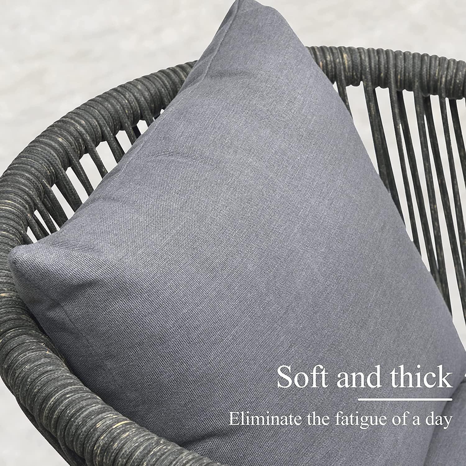 LEAF 7 Pieces Patio Dining Sets All-Weather Wicker Outdoor Patio Furniture with Table All Aluminum Frame for Lawn Garden Backyard Deck Outdoor Dining Sets with Cushions and Pillows  Grey