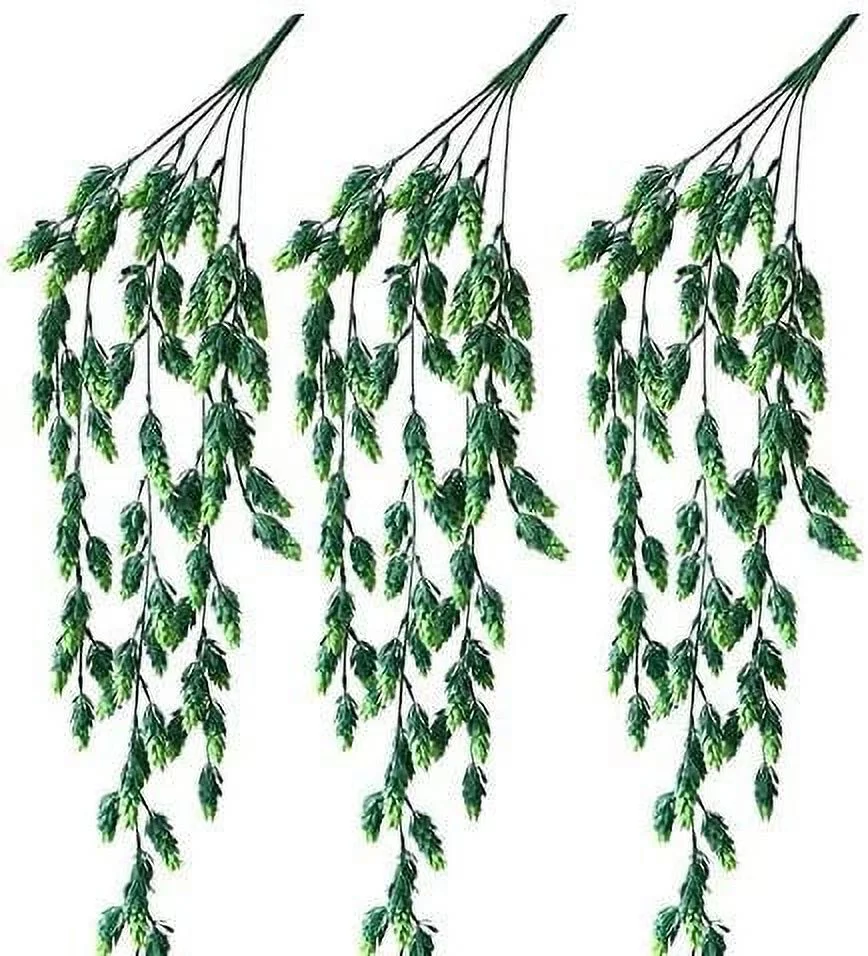 Zukuco 3PCS Artificial Flower Hops Vine Garland Plant Fake Hanging Vine Greenery for Indoor Outdoor Front Porch Garden Decor Artificial Potted Festival Holiday Home Décor