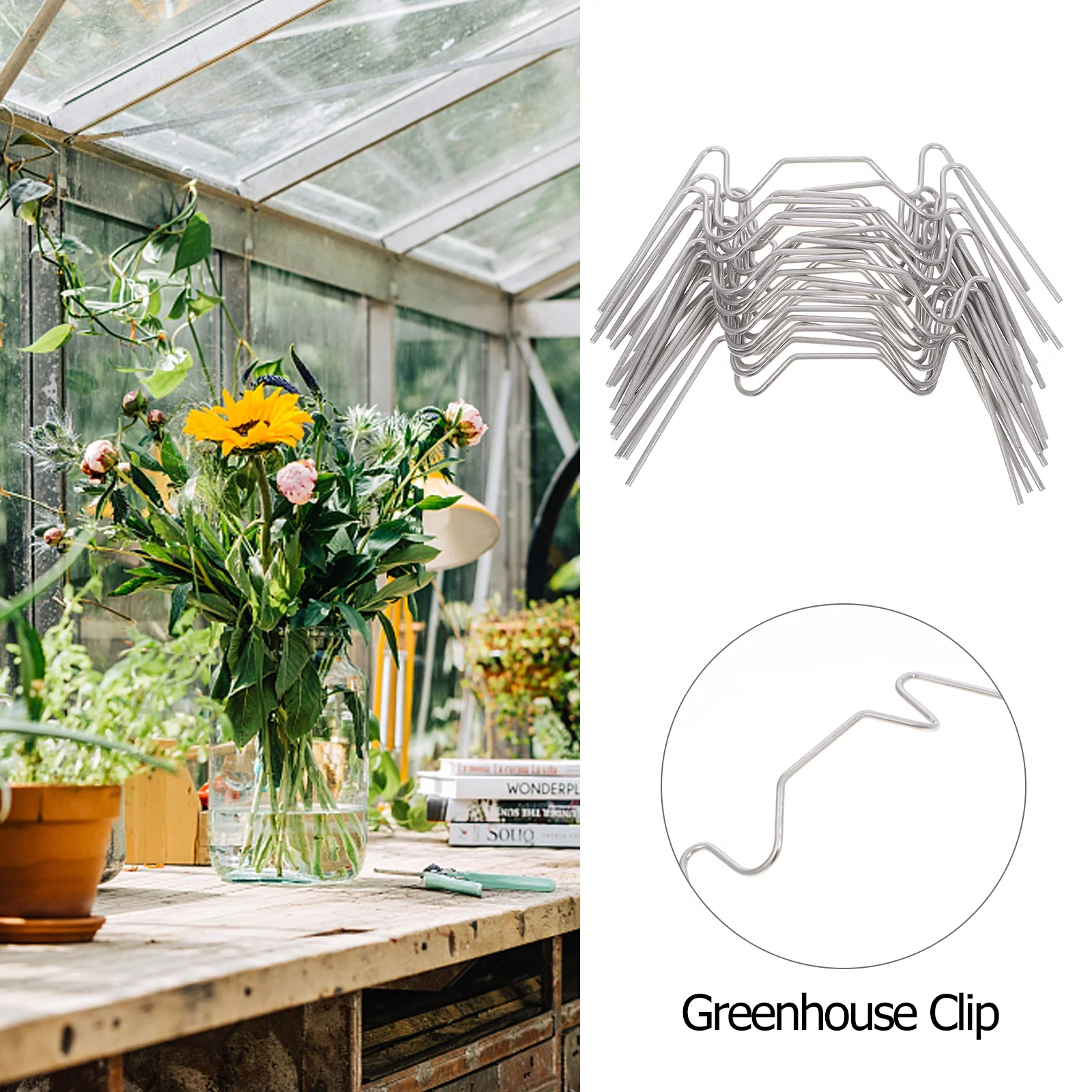 25 Pcs Fixed Buckle Glass Pane W Fixing Clips Greenhouse Glazing W-wire Gardening Buildings Tube