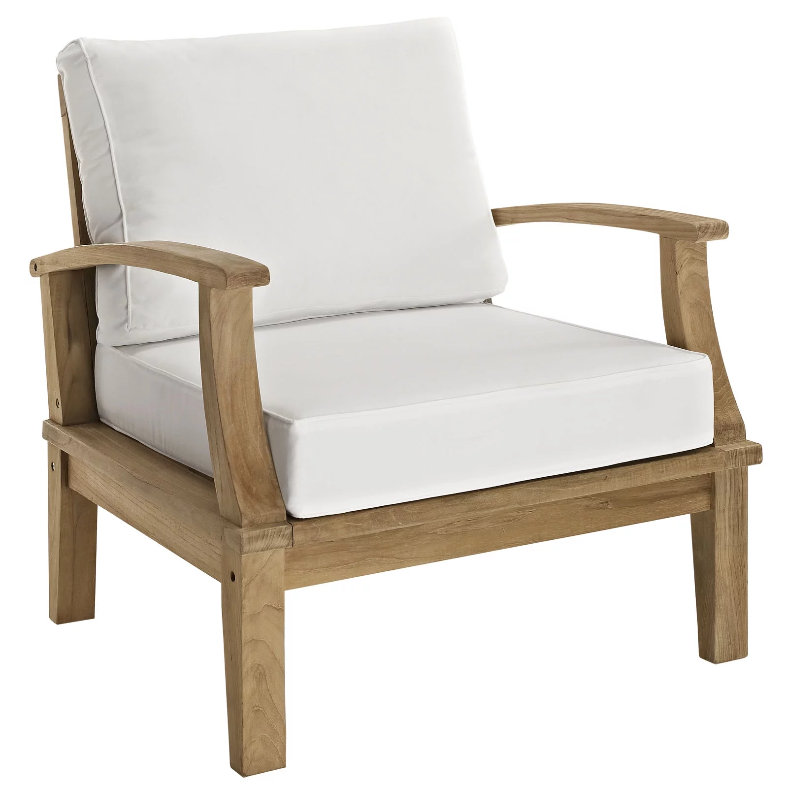 Modern Contemporary 3 Pcs Outdoor Patio Teak Sofa Set, White Wood