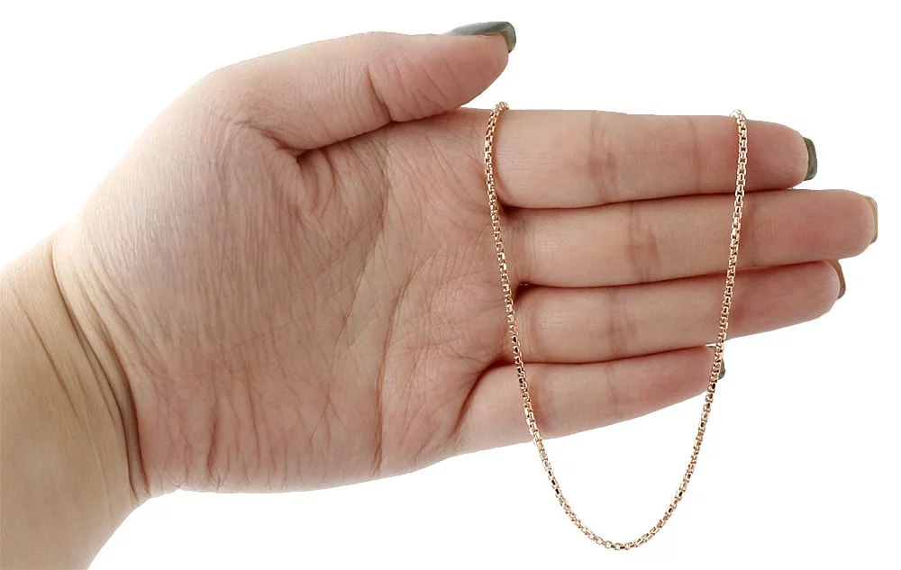 10K Rose Gold Mens Ladies 1.5MM Rounded Venetian Box Chain Necklace 30 Inches