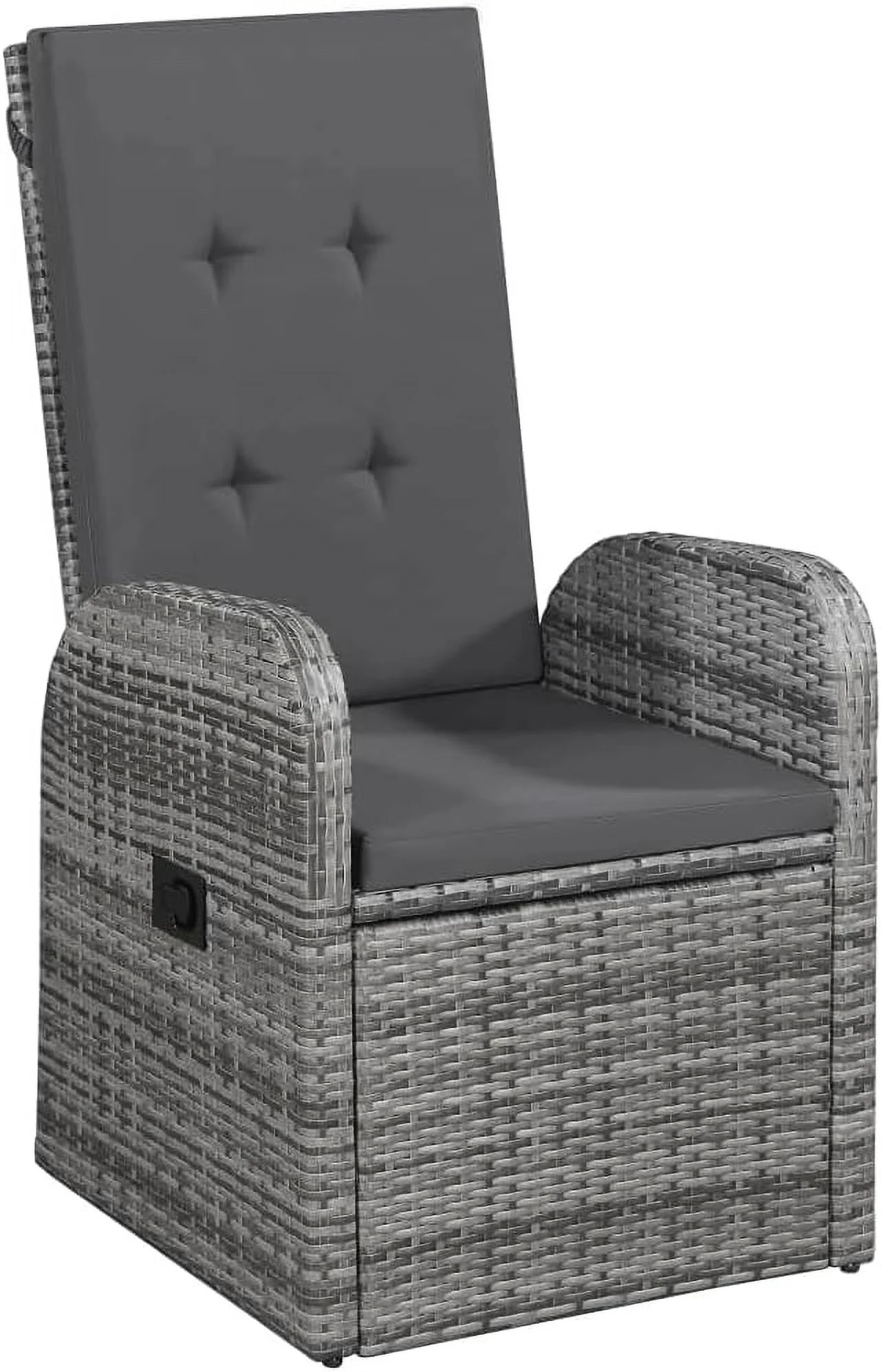 5 Piece Patio Dining Set Gray  with 1 x Table 4 x Chair 4 x Seat Cushion 4 x Back Cushion