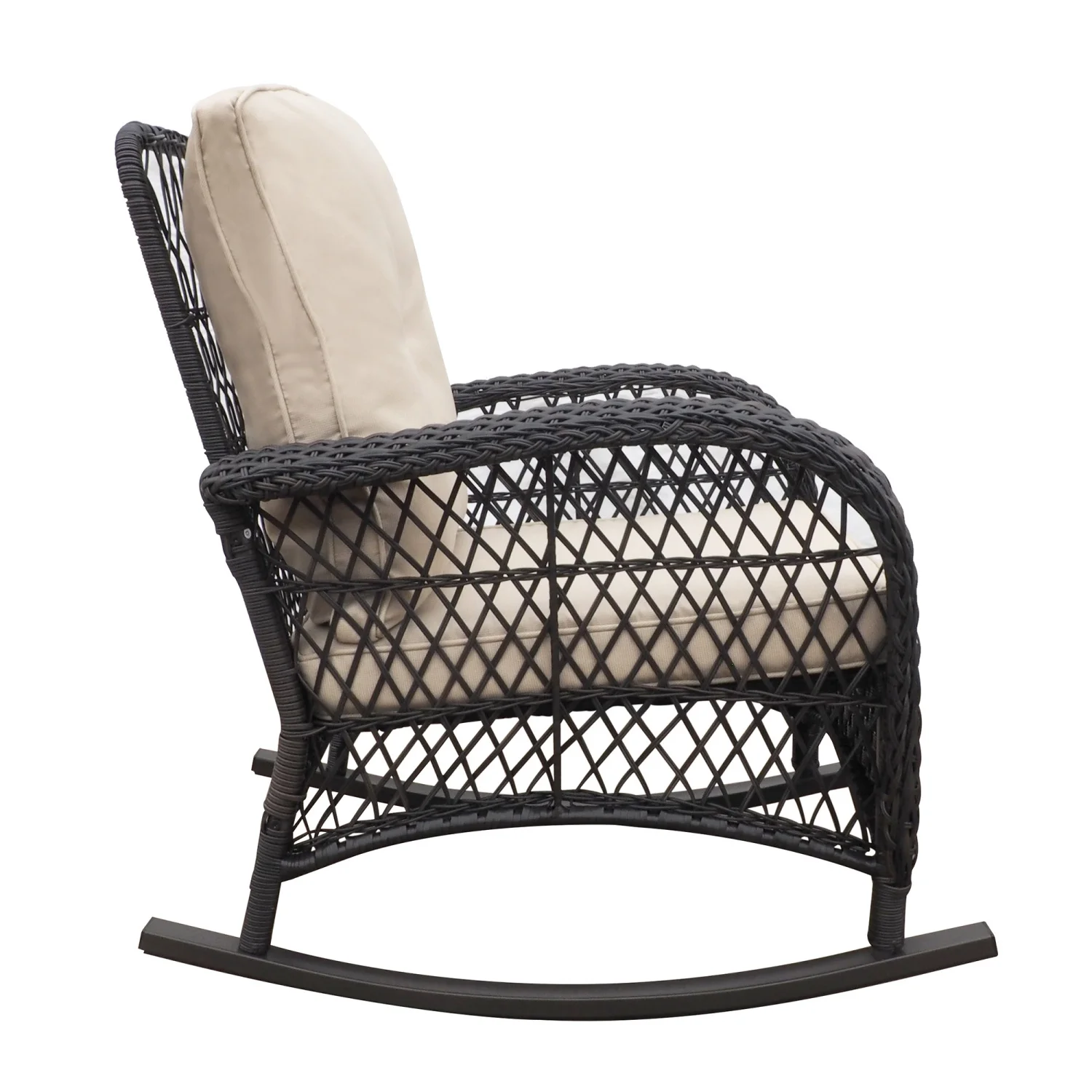 DremFaryoyo 3 Pieces Conversation Set  Outdoor Wicker Rocker Patio   Rocking Chair with Glass Top