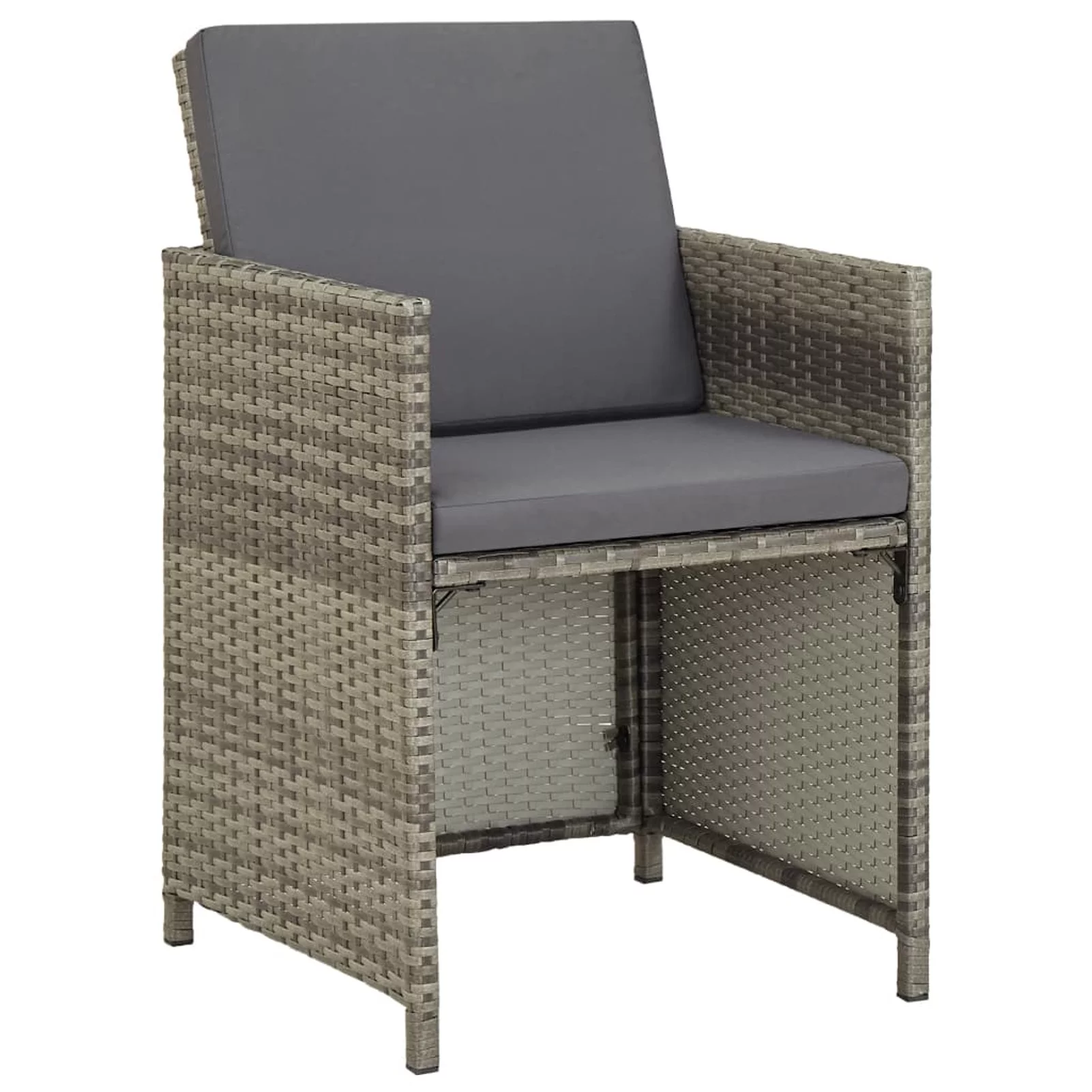 Tomshoo Patio Chairs 2 pcs with Cushions Poly Rattan Gray