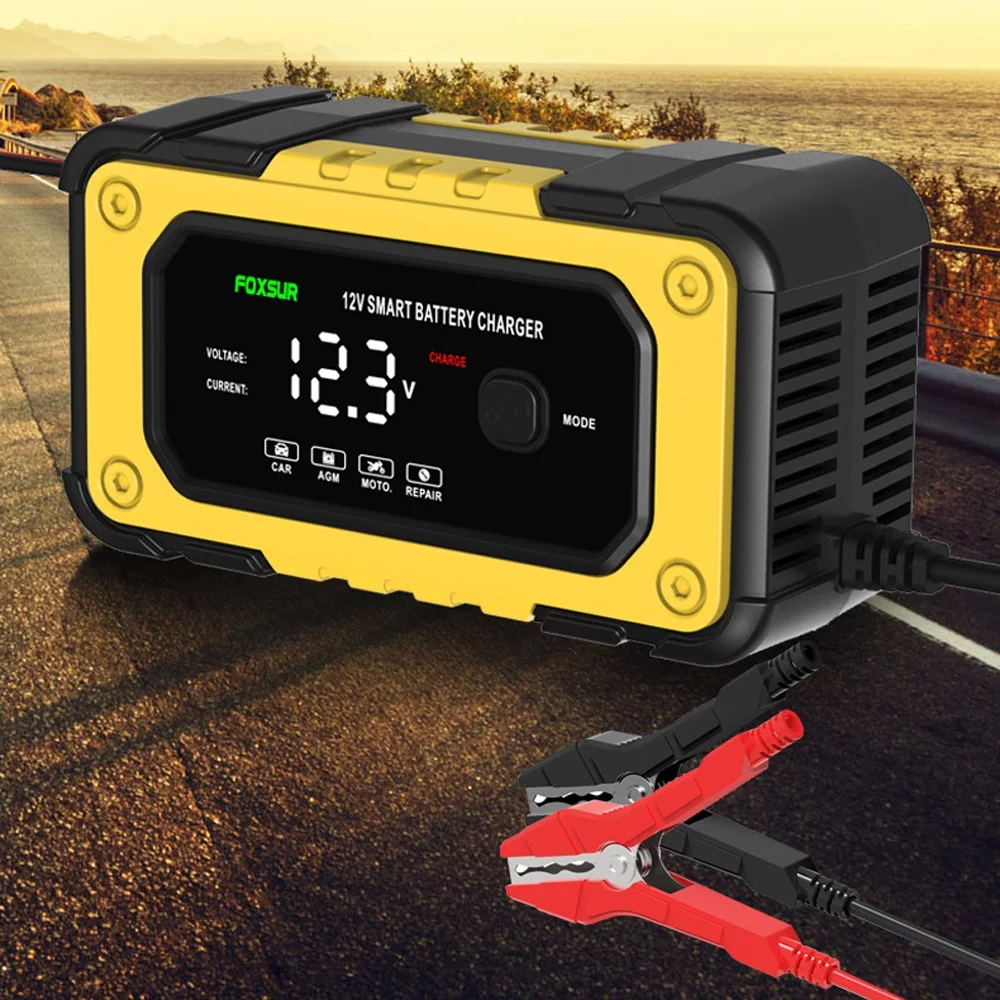 Arealer/6A Automatic Battery Pulse Repairing Device Leadacid Battery Maintainer with Screen for Car Truck SUV Motorcycle Boat