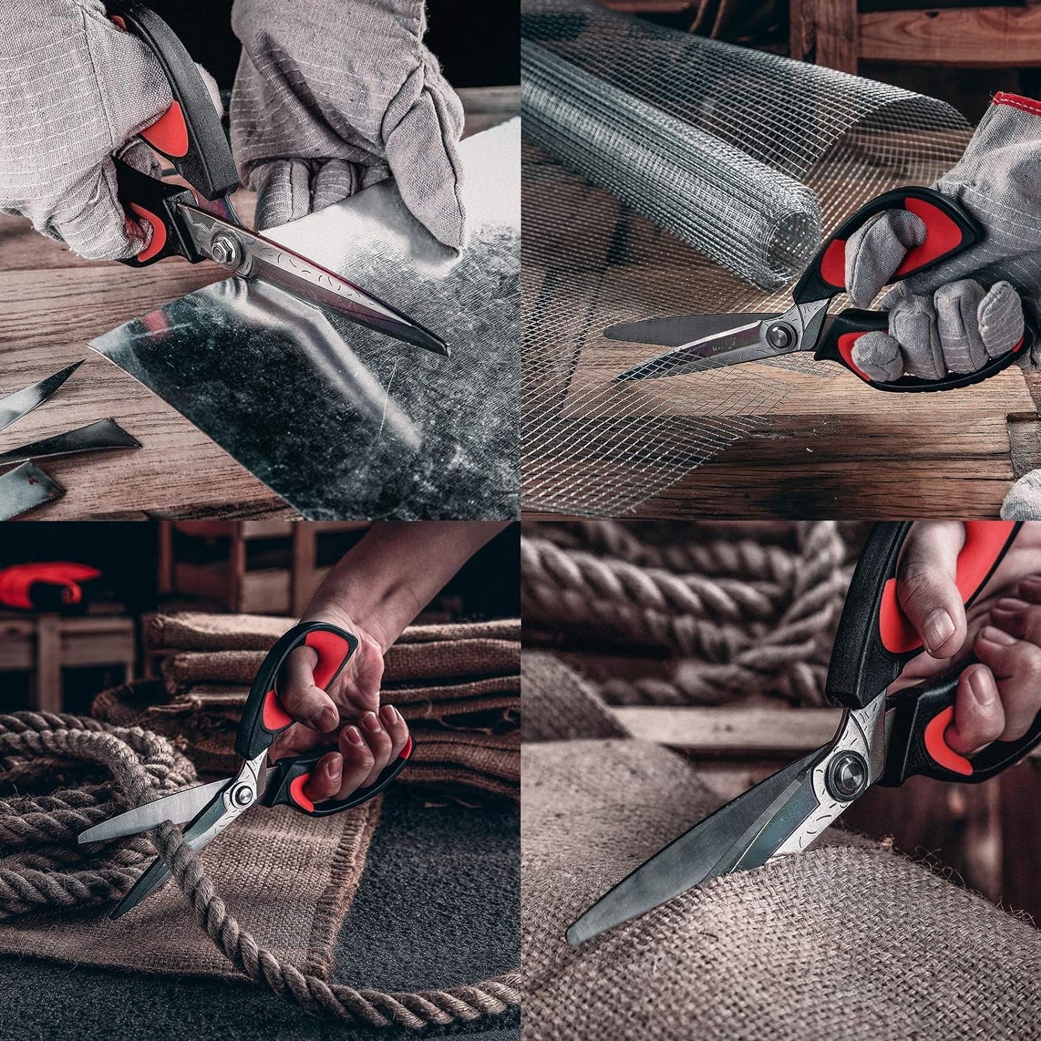 Multipurpose Heavy Duty Scissors, Premium Titanium Coating Forged Stainless Steel Tool Industrial Shears for Household Pruning, Gardening, Fabric