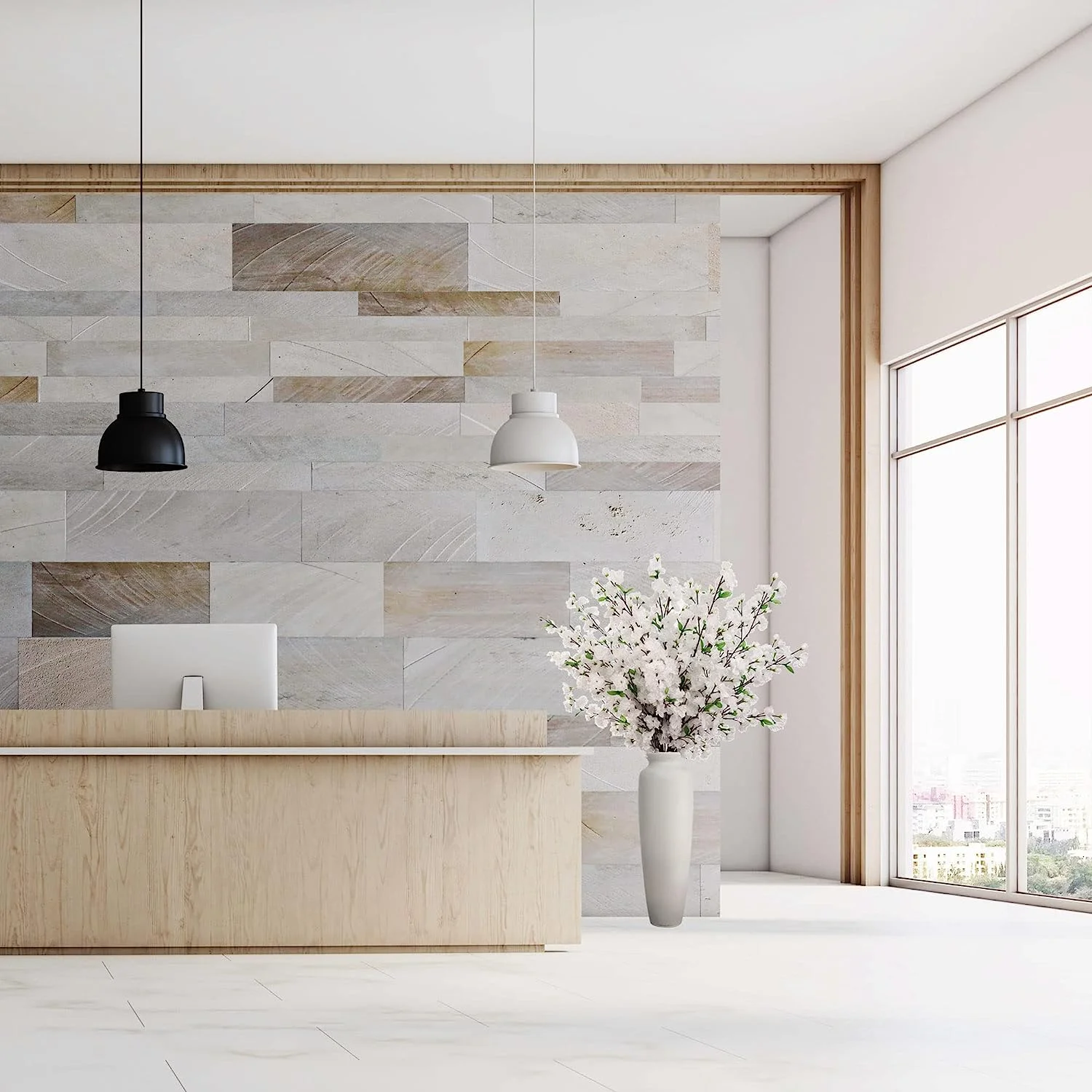 Larskilk White Cherry Blossom Flowers, Three 36 Inch Branches, Wedding, Party, Event, Japan's National Flower