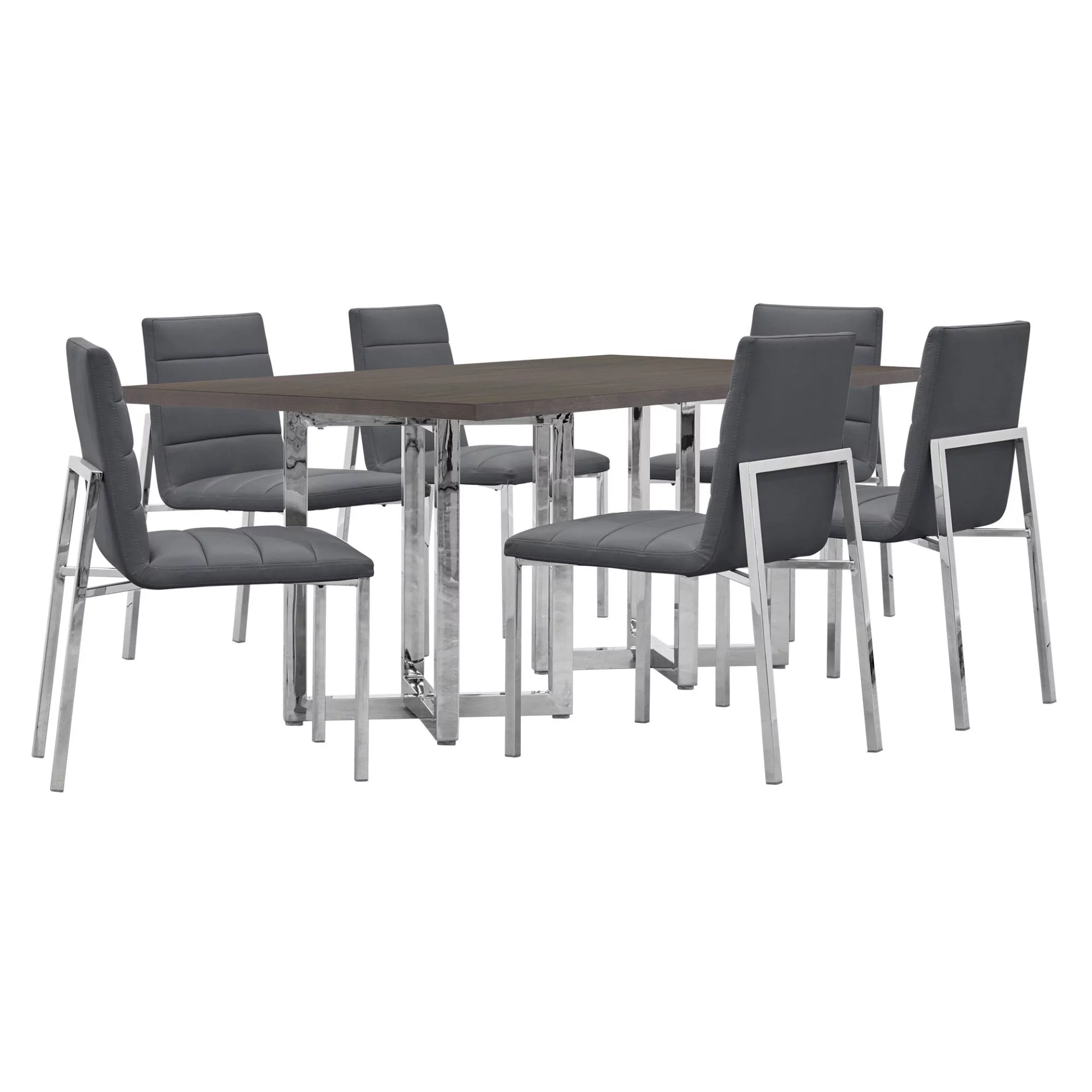 Modus Amalfi 7PC Rectangle Wood Table & 6 Metal Back Chair in Cobalt