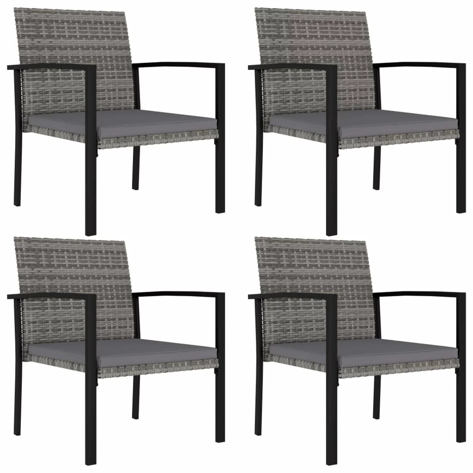 Carevas Patio Dining Chairs 4 pcs Poly Rattan Gray