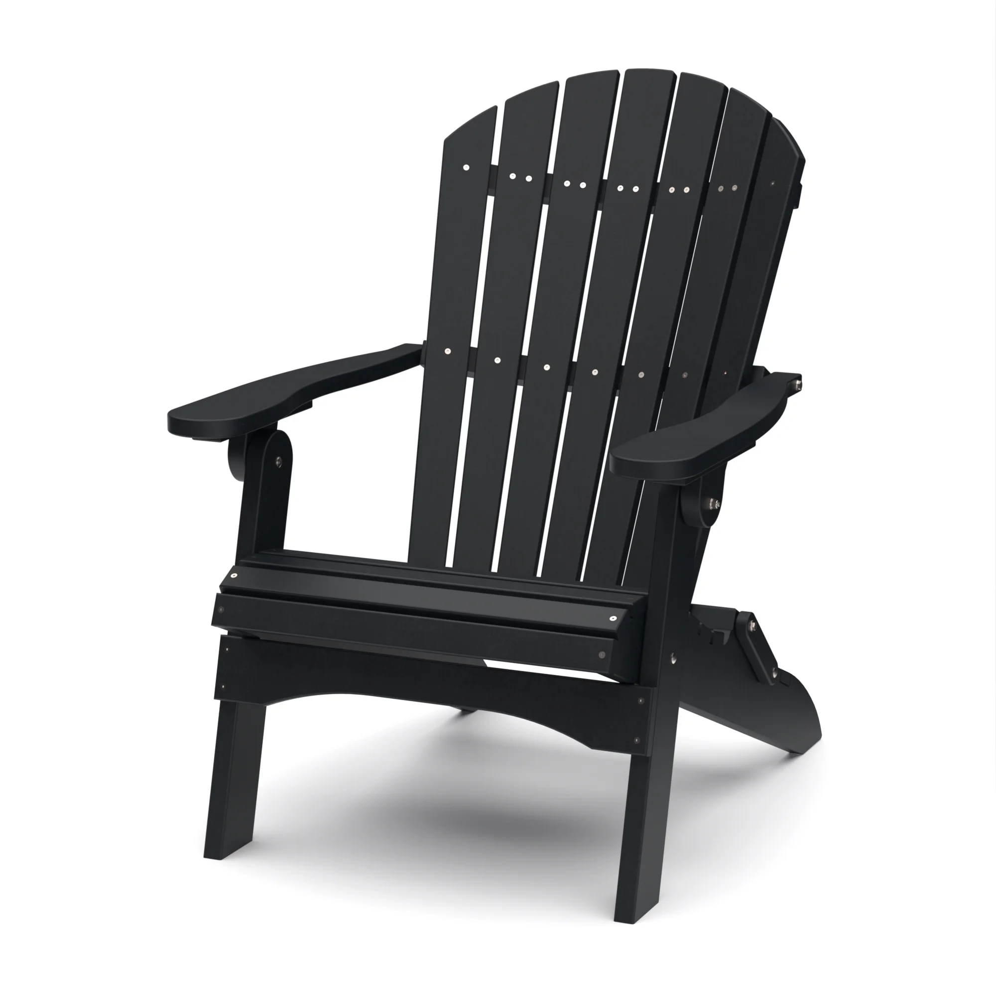 Wildridge Heritage Folding Adirondack Chair, Black, Outdoor Weather Resistant Poly Patio Furniture