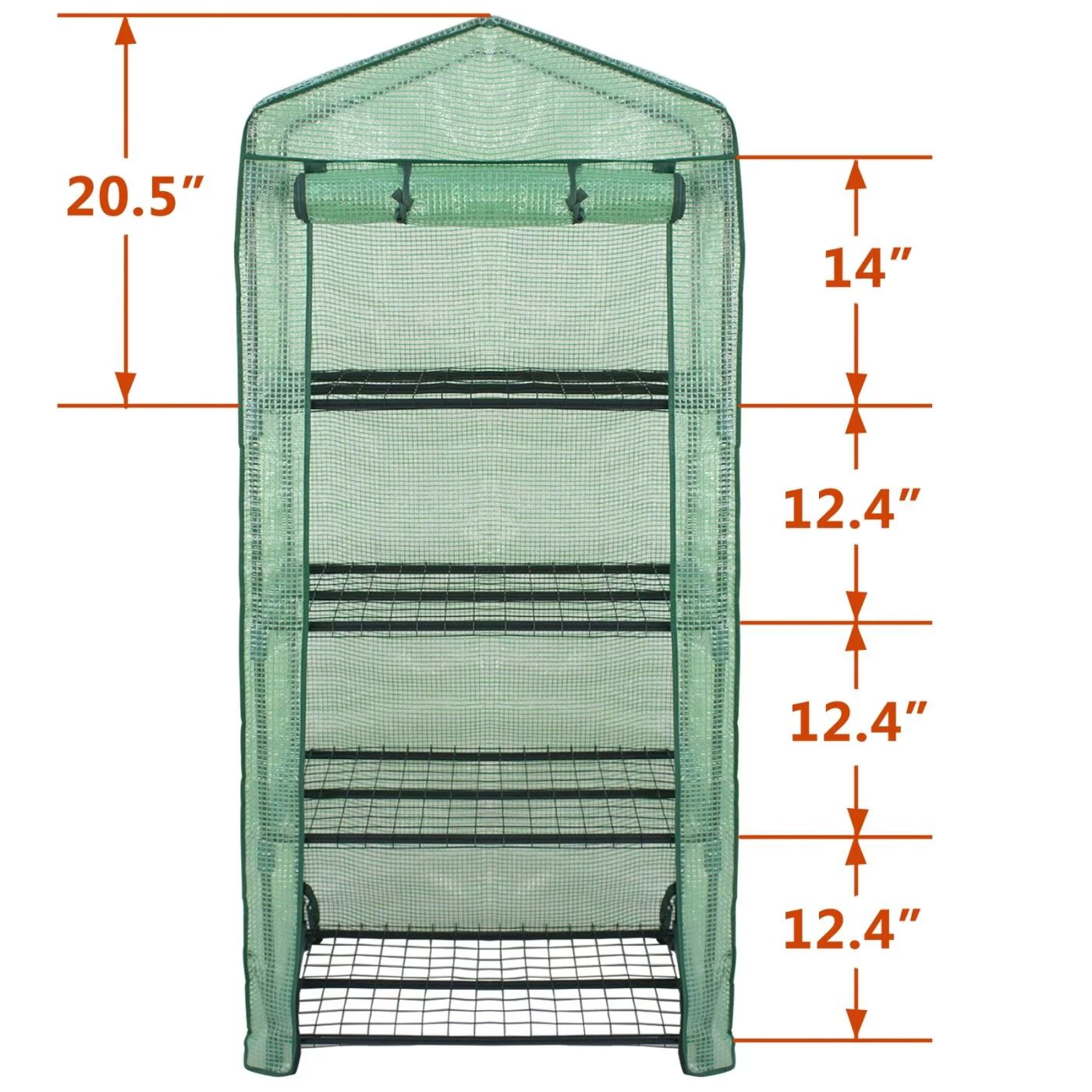 2PCS 4 Tier Mini Greenhouse Waterproof Portable with PE Cover and Roll-Up Zipper