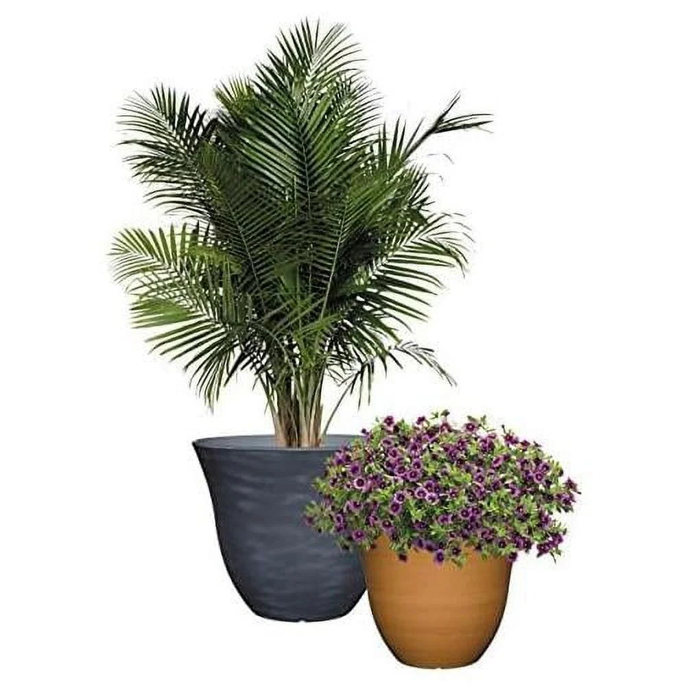 honeysuckle resin flower planter, zinc grey, 15