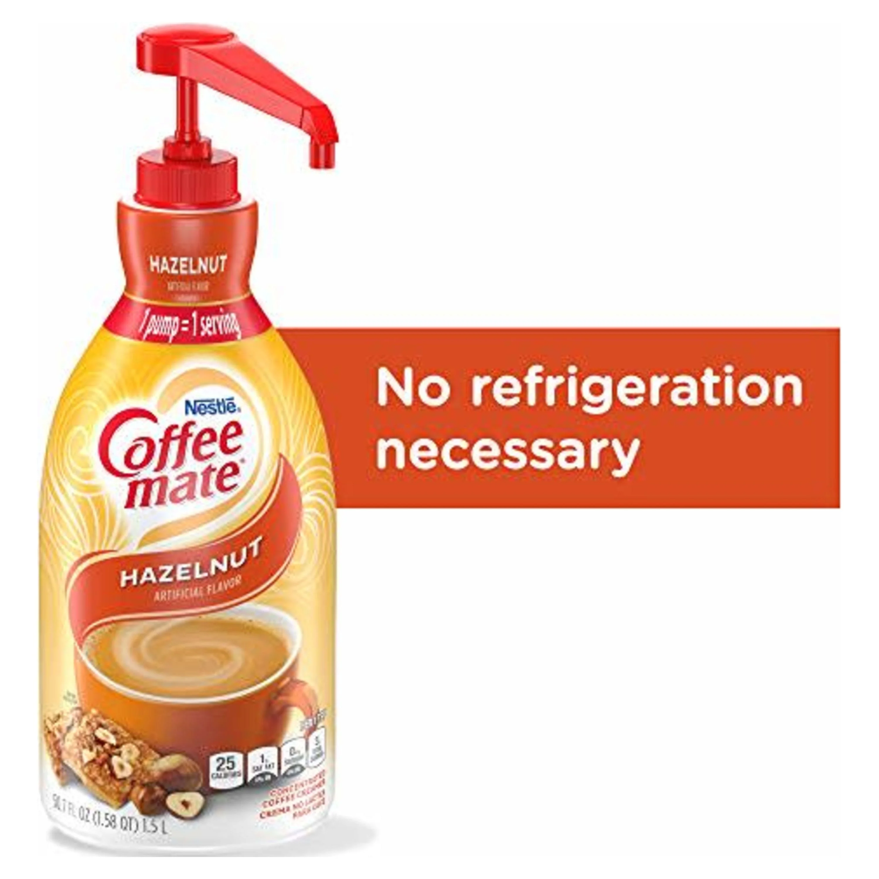 Coffee Mate Hazelnut Liquid Coffee Creamer, Bulk Coffee Creamer Pump Bottle, 50.7 Oz