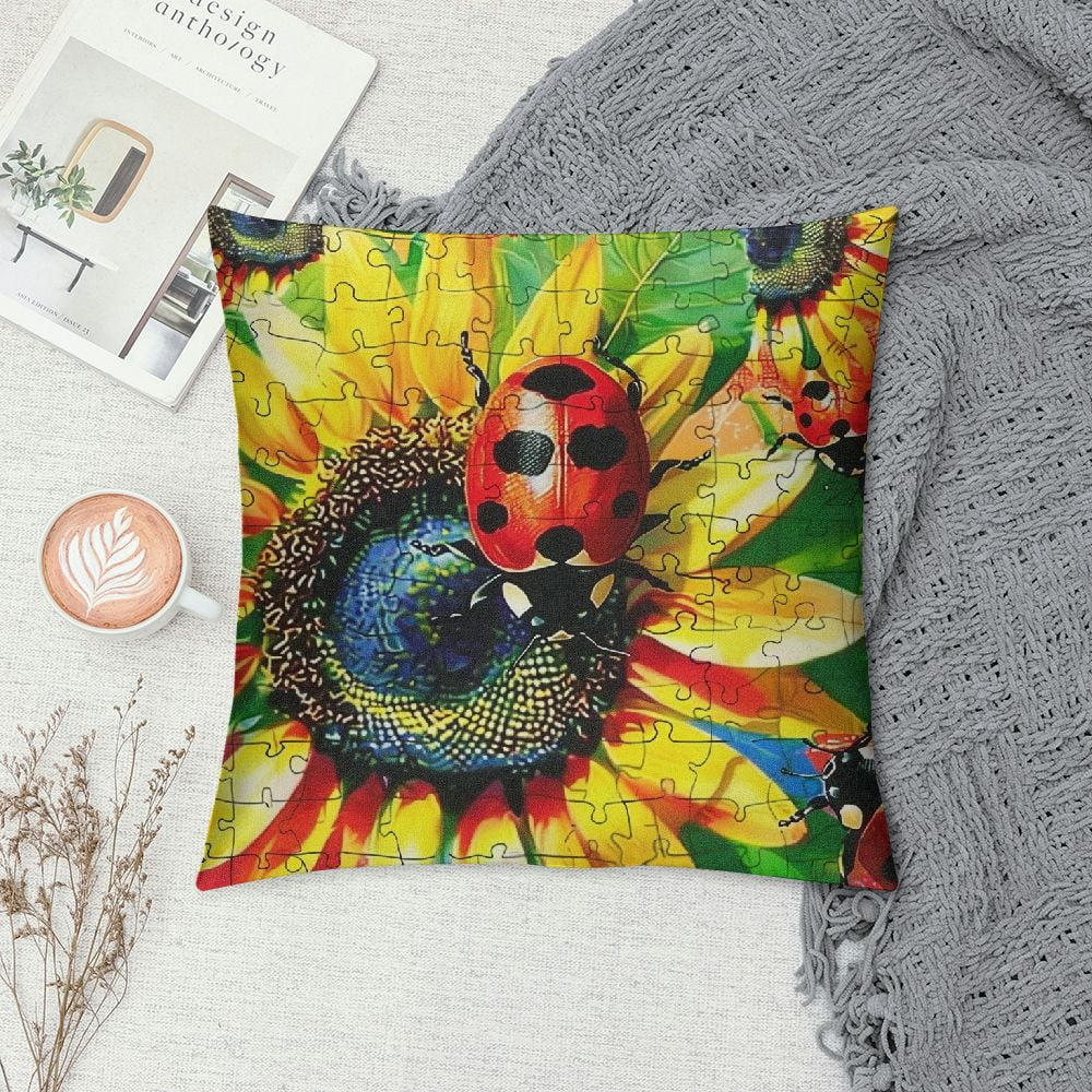 Ollo0ord Cute Cushion Cover Yellow Sunflower Rustic Plant Throw Pillow Cover for Outdoors Chair Office Black White Geometric Grid Cushion Case for Bedroom Car Party Couch White