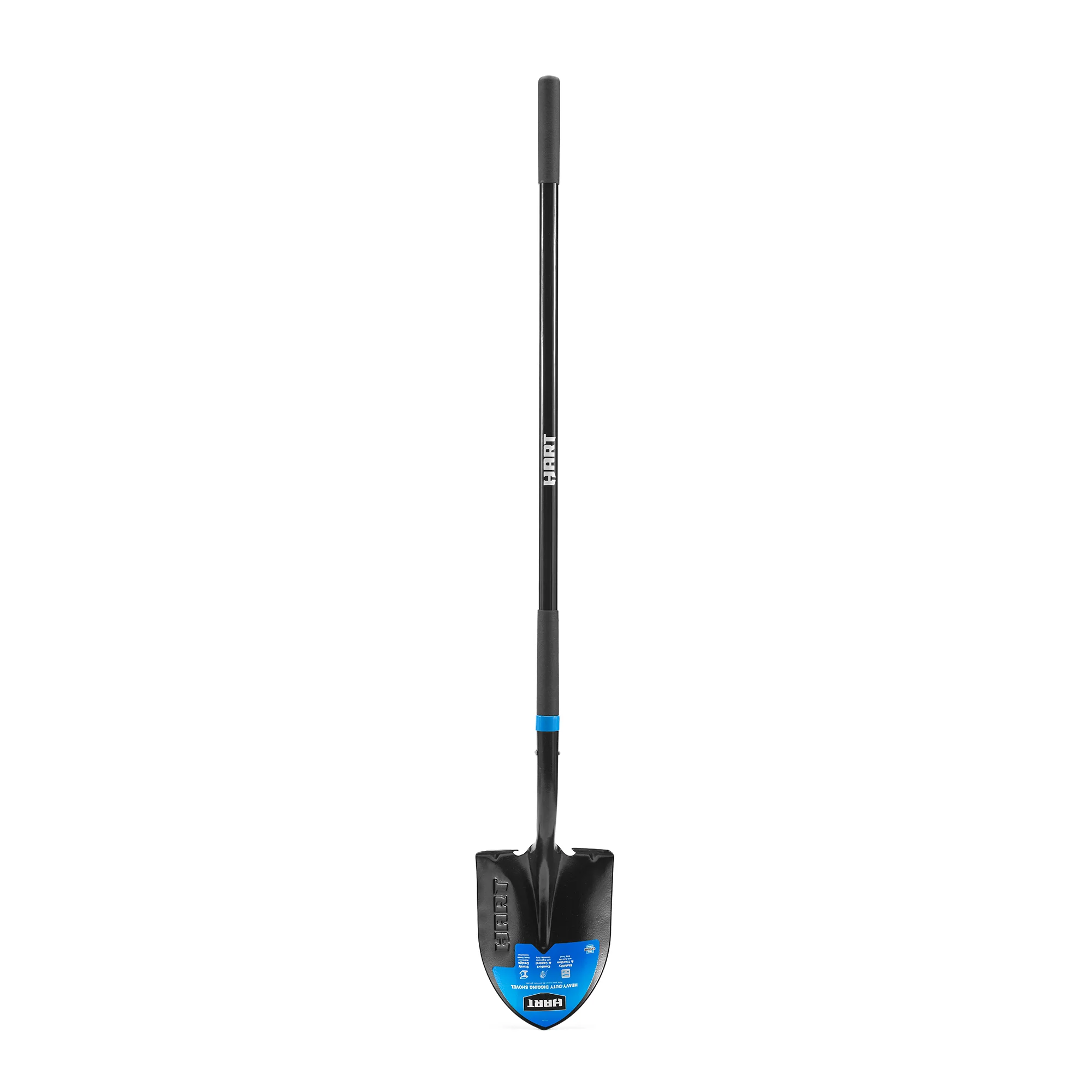 HART Heavy-Duty Steel Digging Shovel with Fiberglass Handle and Anti Slip Step Tread