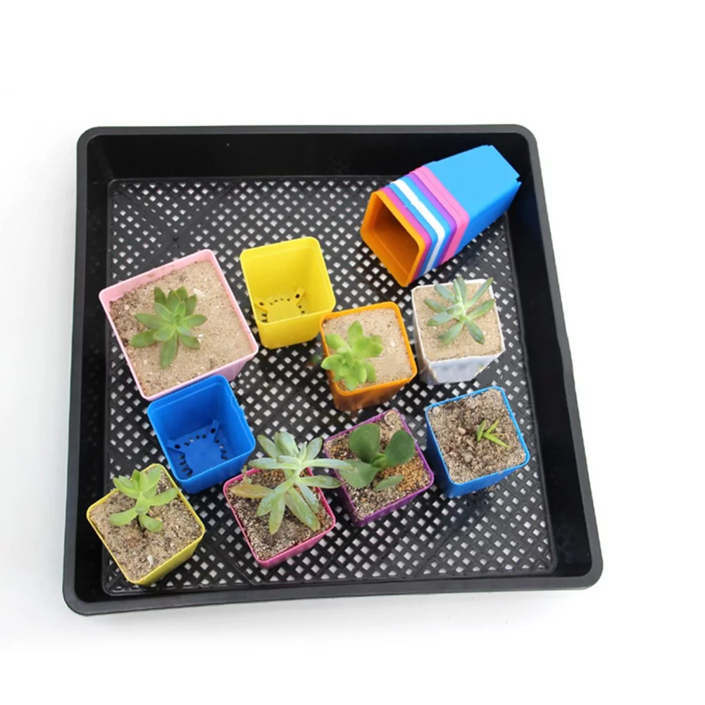 10 Pcs Succulent Small Square Flower Pot Plastic Frosted Square Pot Garden Tools