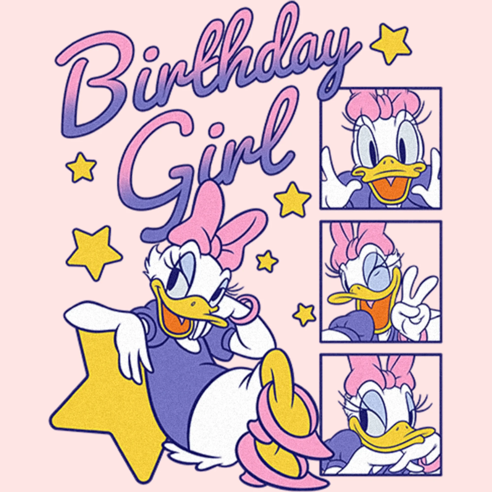 Toddler's Mickey & Friends Daisy Duck Birthday Star Girl  Graphic Tee Light Pink 2T