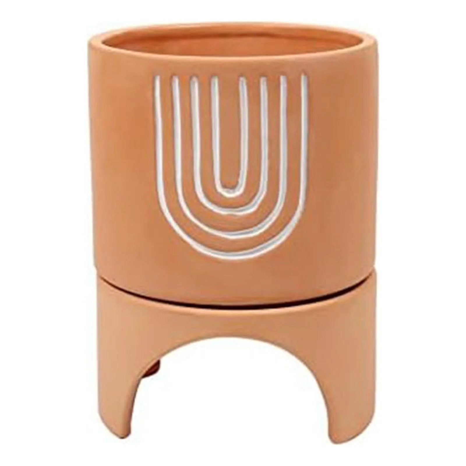 Truu Design Orange Ceramic Planter with Stand