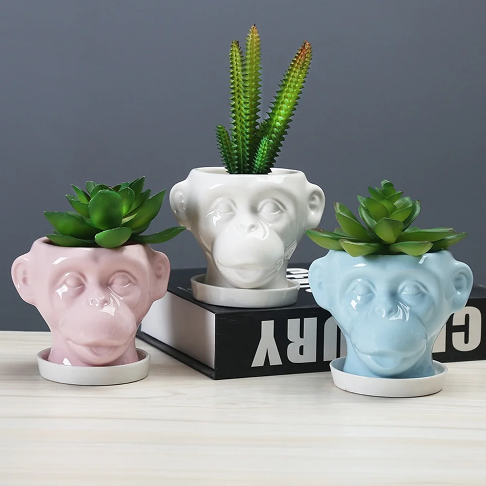 Guichaokj 3pcs Home Small Ceramic Flower Pots Creative Succulent Pot Without Plant