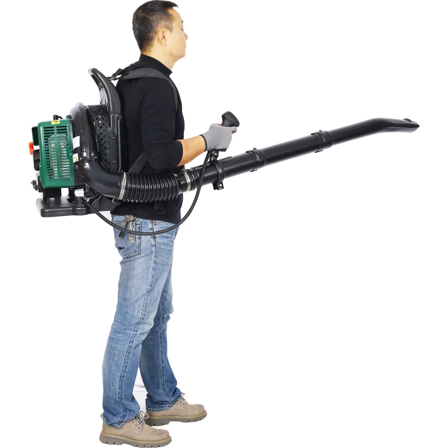 Powerful 63.3cc 3.6HP Gas 2-Stroke Backpack Leaf Blower with 750CFM Output for Efficient Yard Work and Leaf Clearing