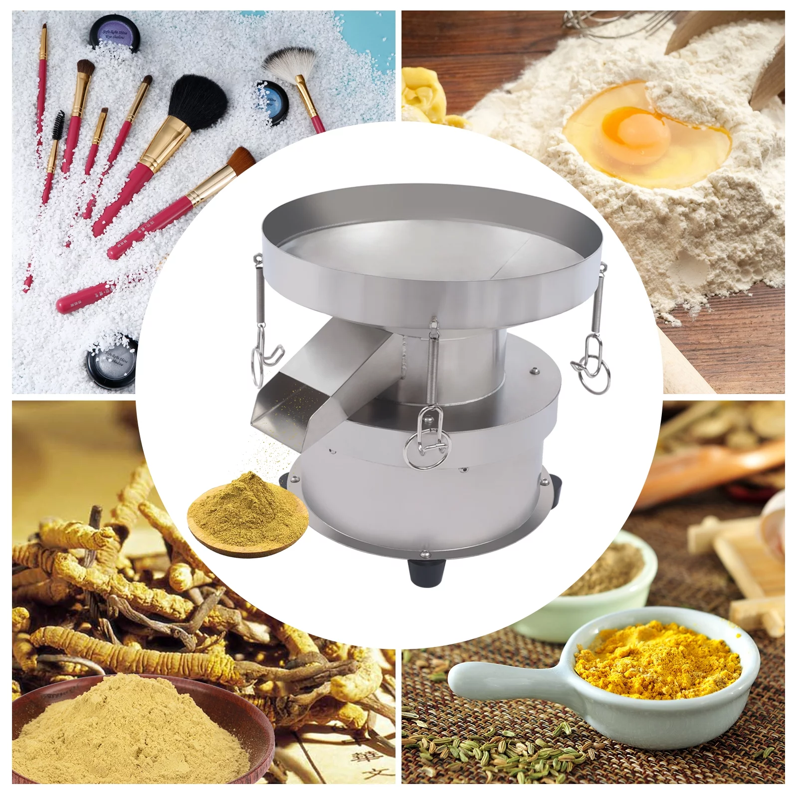 Miumaeov Automatic Sieve Shaker 50W 110V Electric Flour Sifter Vibrating Sieve Machine 1350N/Min 40-Mesh Sieve + 60-Mesh Sieve