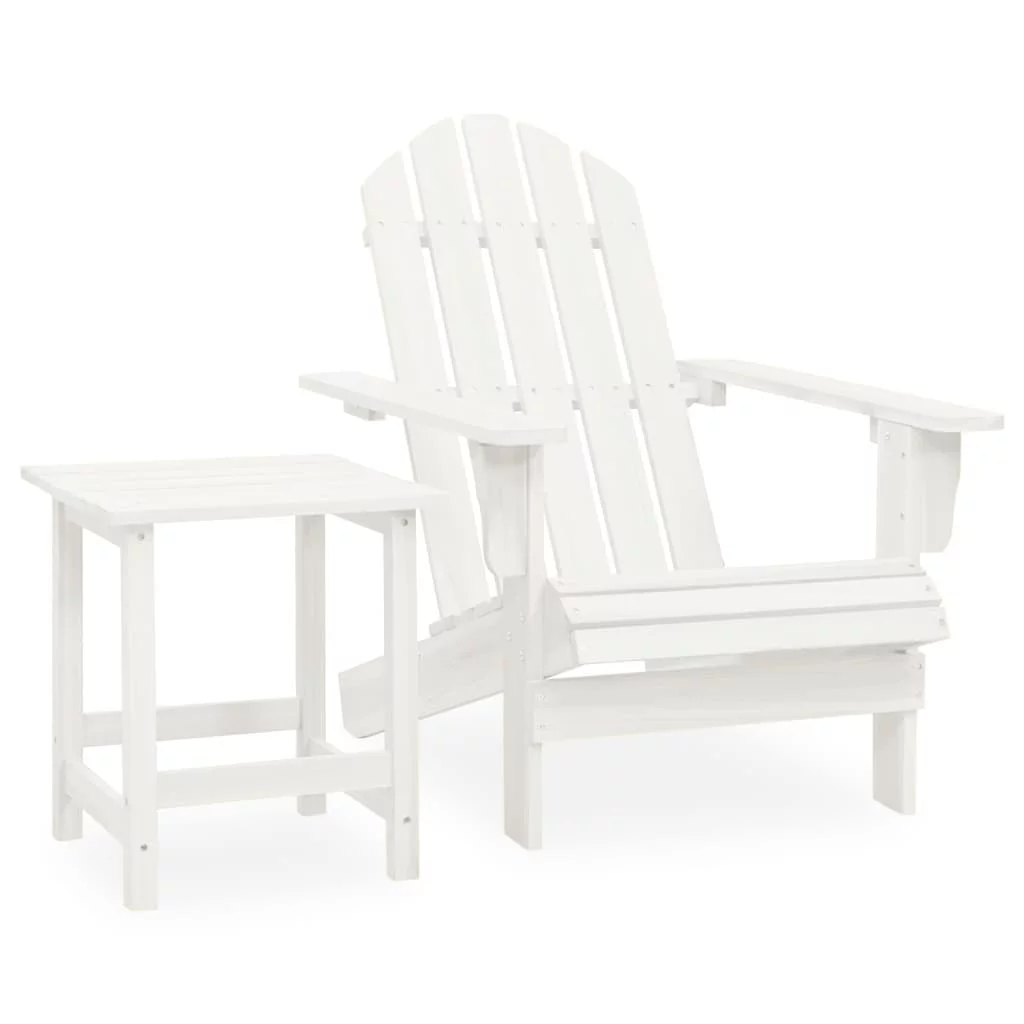Patio Adirondack Chair with Table Solid Fir Wood White
