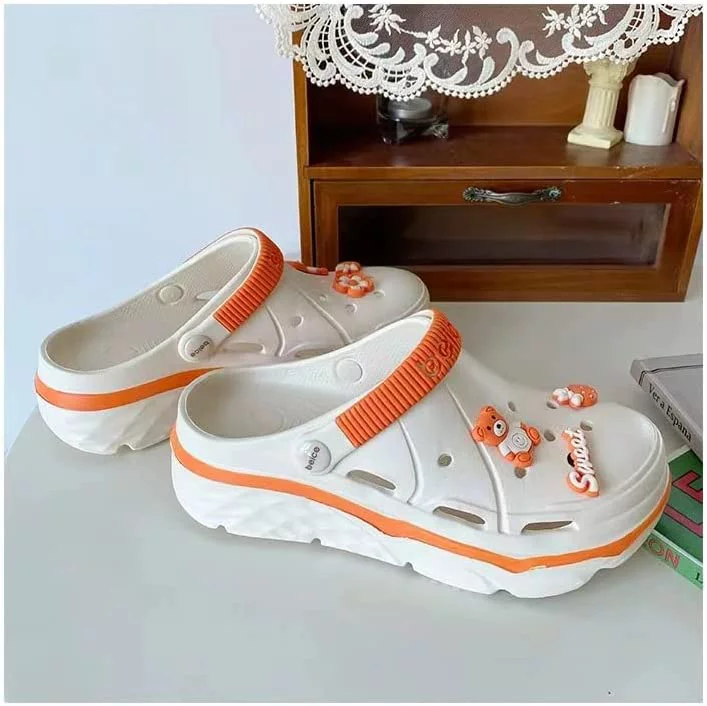 Women's Classic Clog Sandals with Shoe Charms, Comfortable Lightweight Indoor Outdoor Beach Garden Sandals Shoes Platform Shoes Slippers