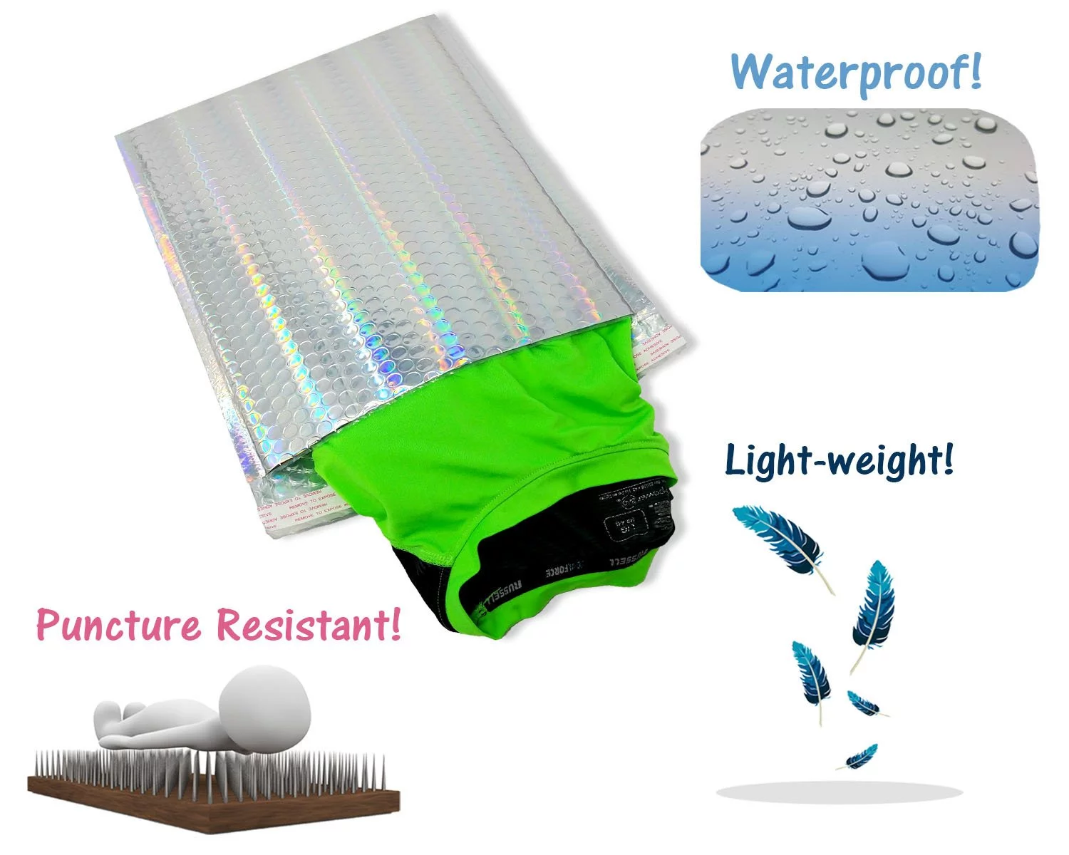 Holographic Metallic Bubble Mailers Padded Shipping Quality Sturdy Strong Mailing Envelopes, Weather Resistant
