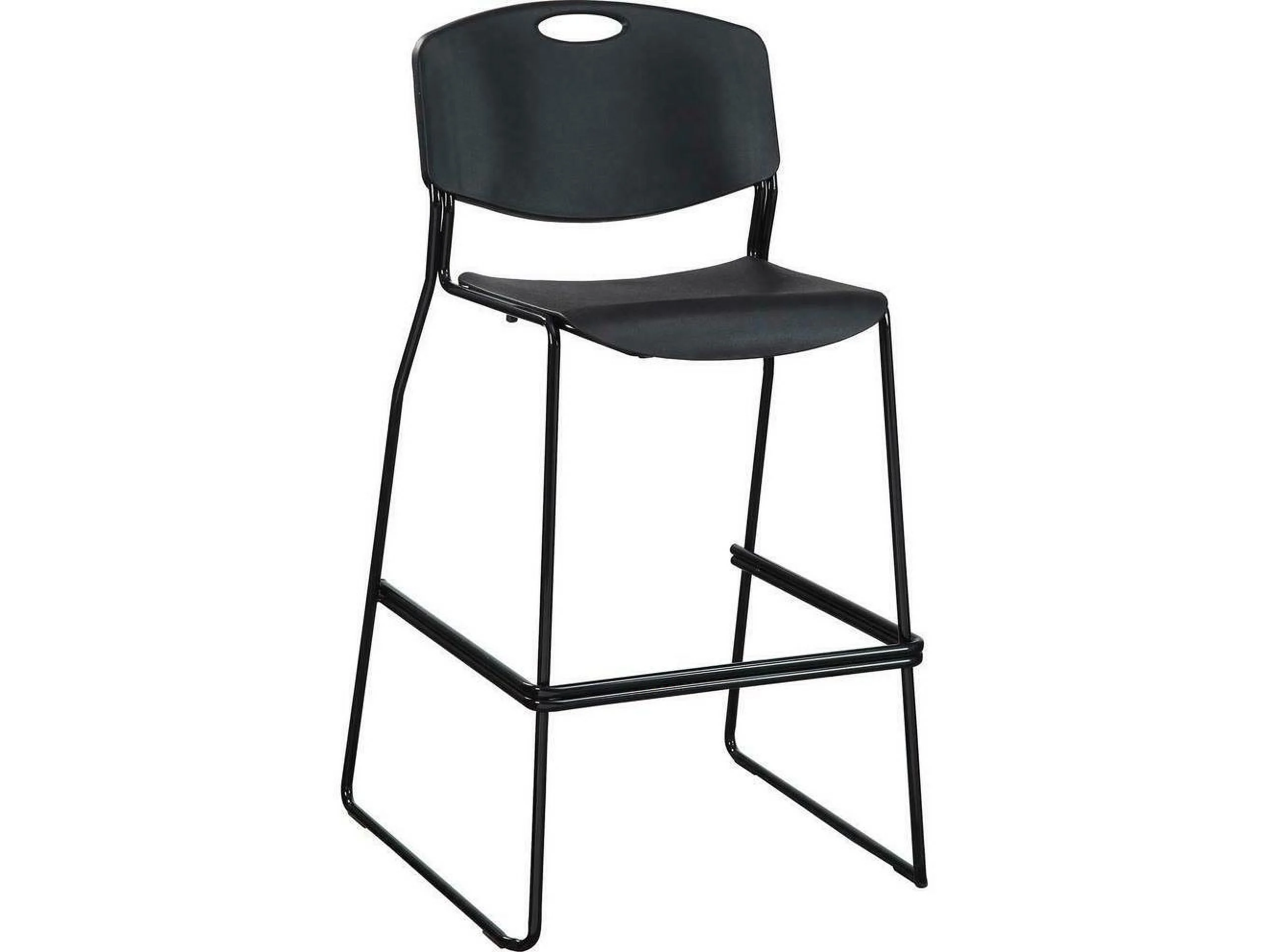 Lorell Heavy-duty Bistro Stack Chairs - Black Plastic Seat - Black Plastic...