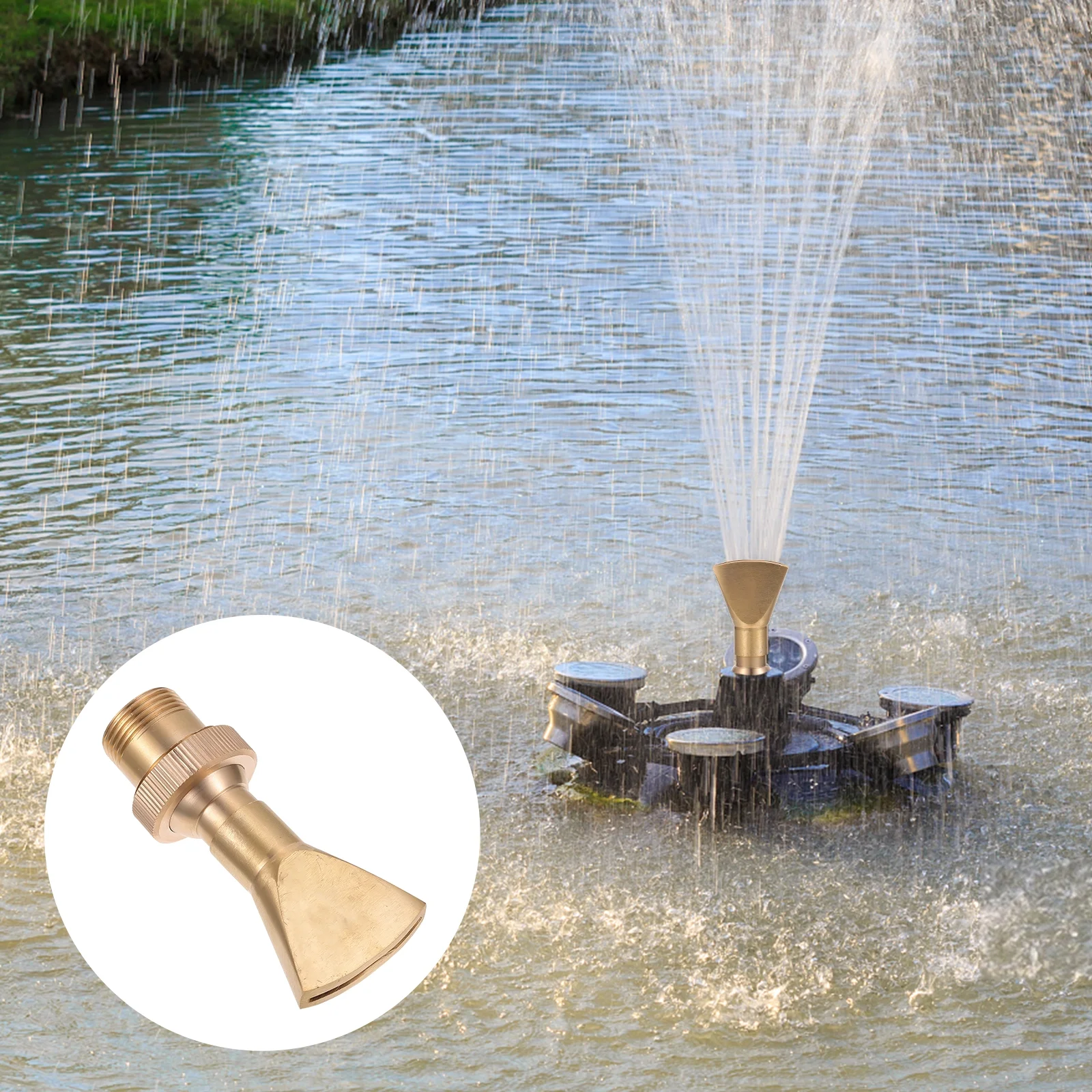 Gongxipen Water Fountain Nozzle Spray 1/2 Inch 3/4 Inch Brass Fan Shaped Pond Sprinkler