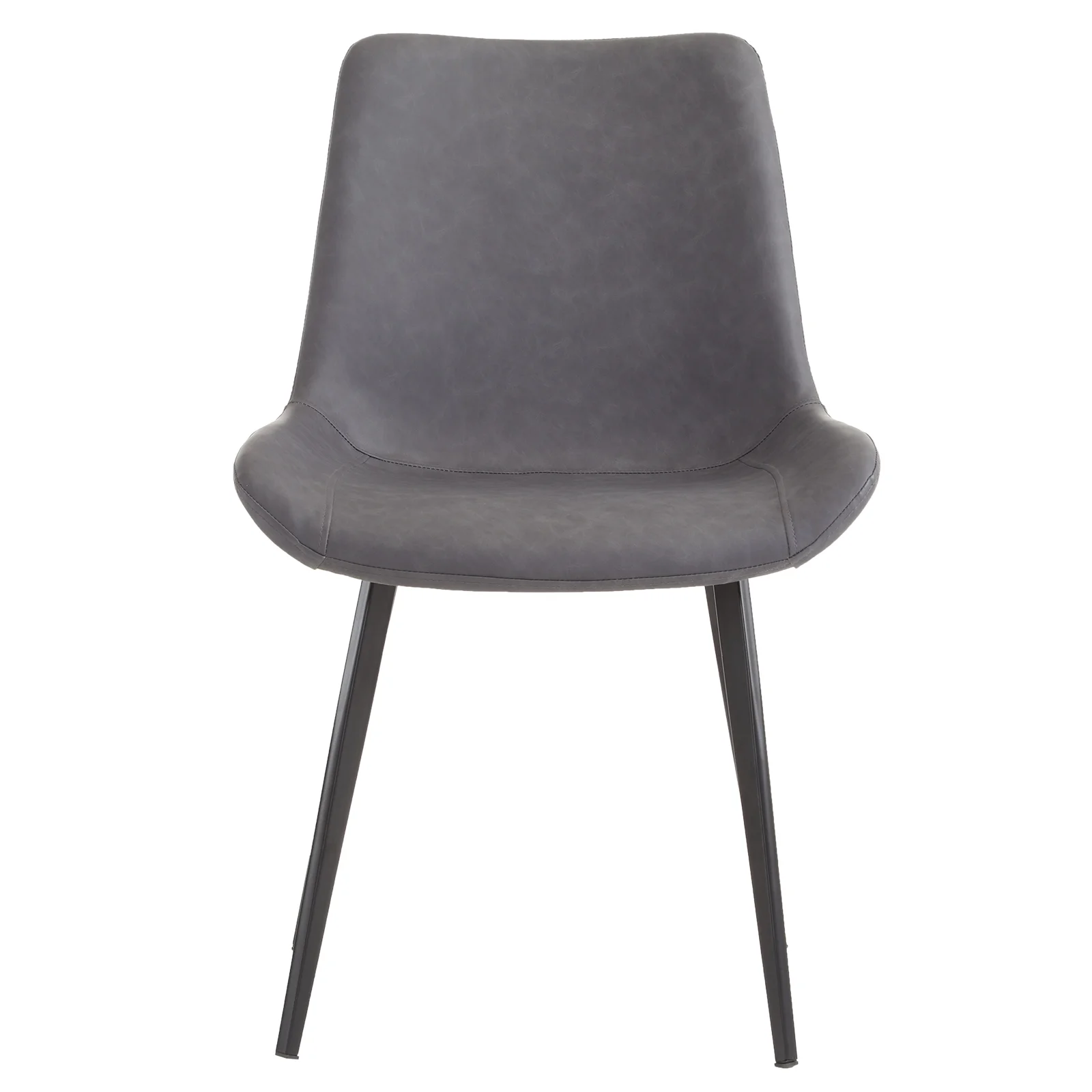 4pcs Disassembled PU Iron Pipe Curved Dining Chair Black