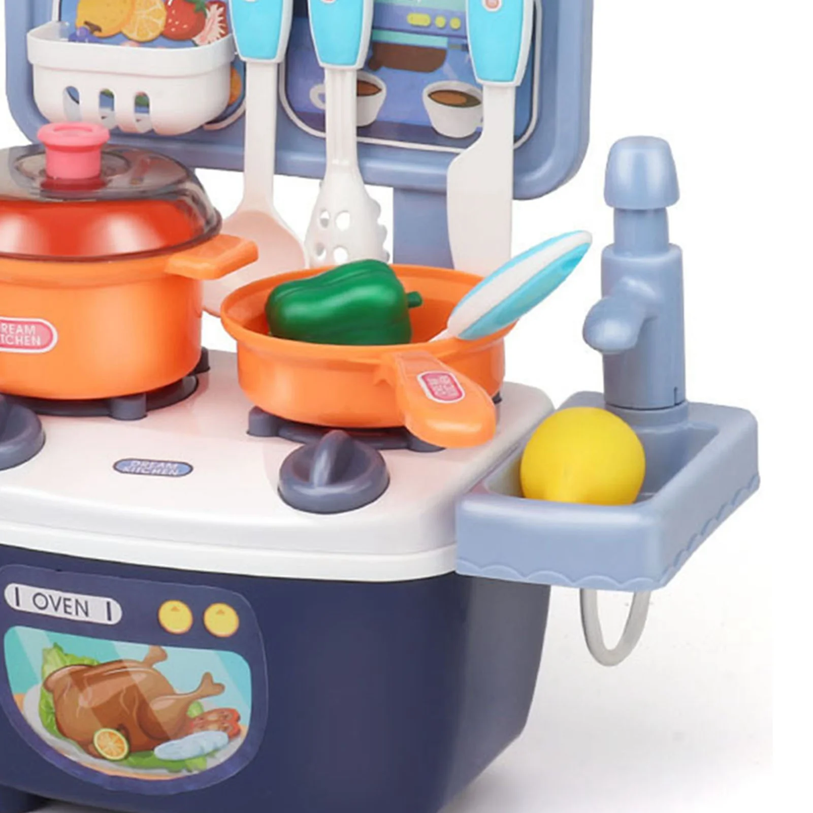Goldmeet Children Kitchen Toys Plastic Educational Kids Cookware Playset Cooking Toys Birthday Gifts Blue
