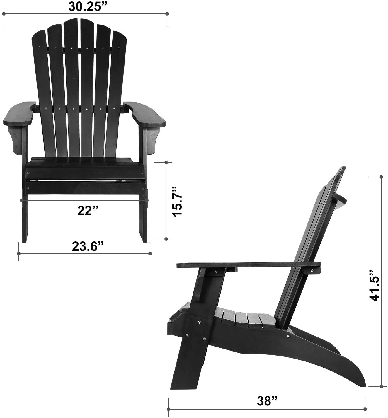 SQEWRED Polystyrene Adirondack Chair - Black