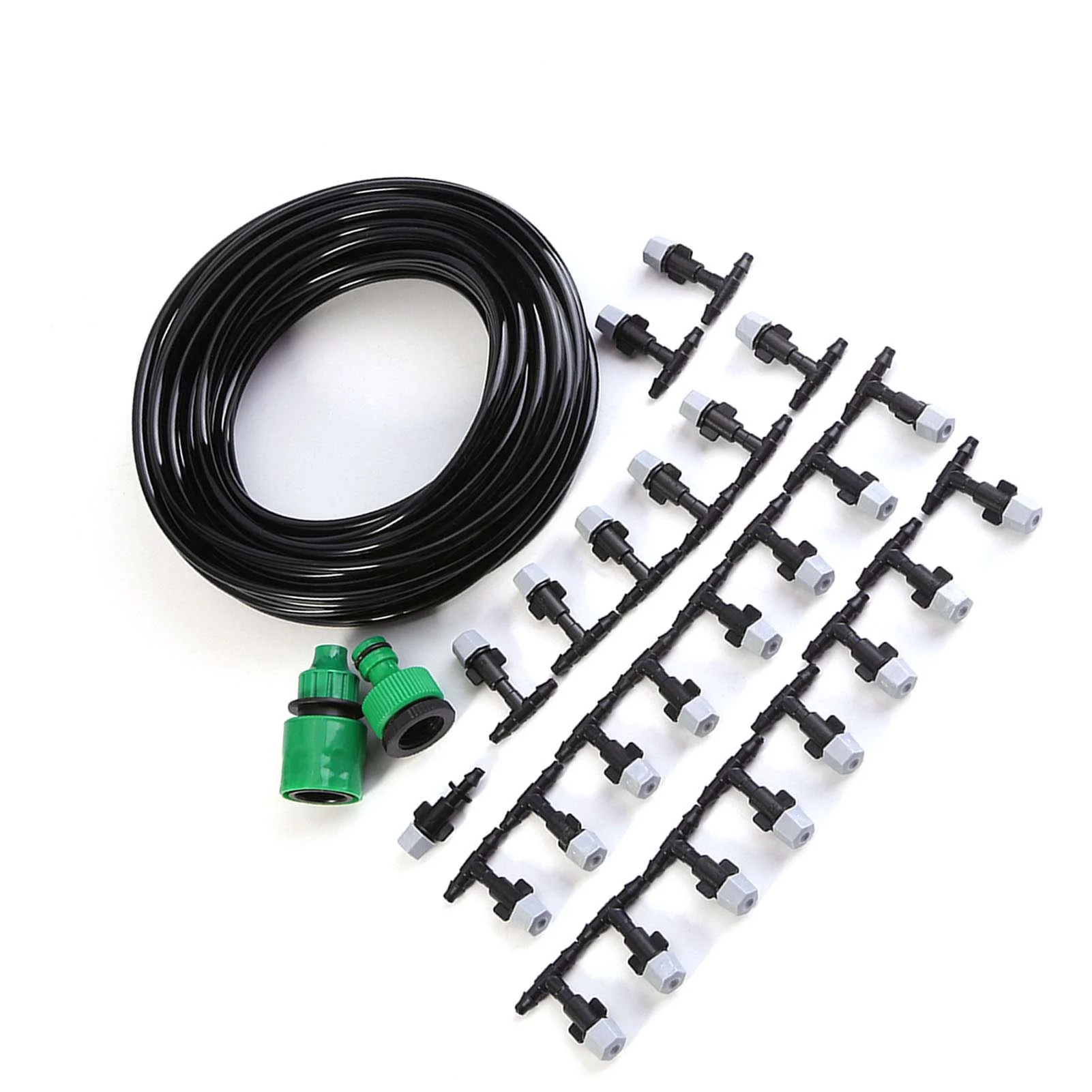 Black Drip Irrigation Kit-15M Water Mist Cooling Micro Automatic Watering Kit with Hose Sprinklers for Garden Terrace Micro Irrigation Kit