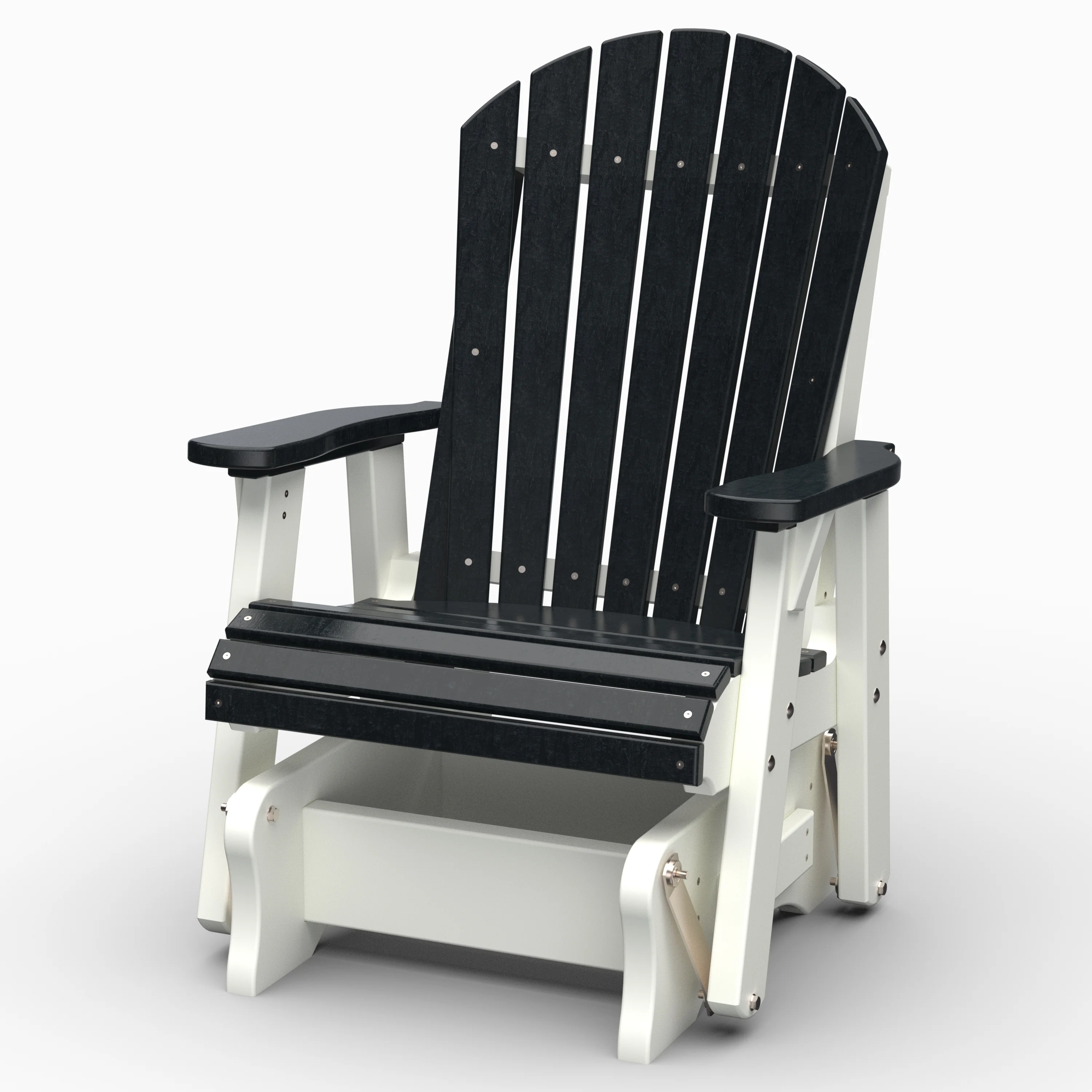 Wildridge Heritage Single Glider, Black and White, Outdoor Weather Resistant Poly Patio Furniture
