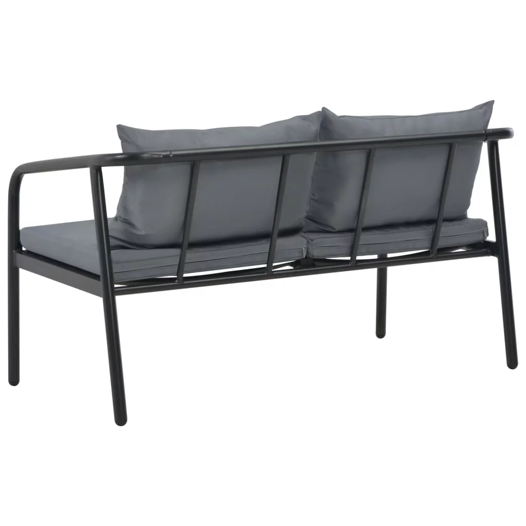 2 Seater Patio Sofa with Cushions Gray Aluminum