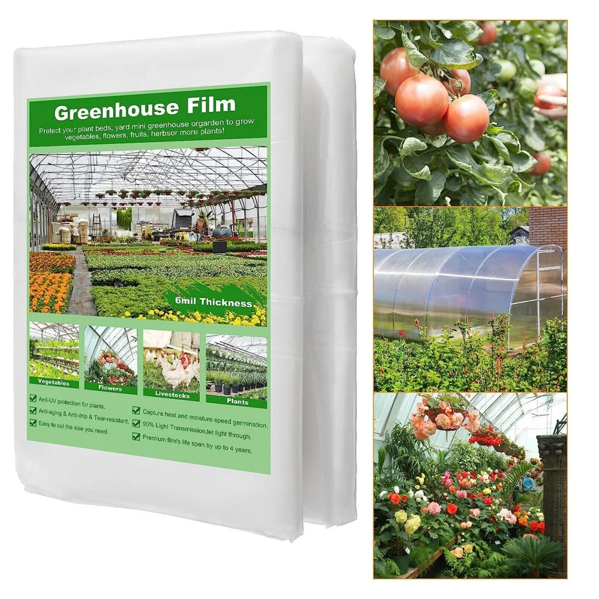 WSYW 6 Mil Clear Greenhouse Poly Film Plastic Sheeting 13-30ft Width x Various Length Control