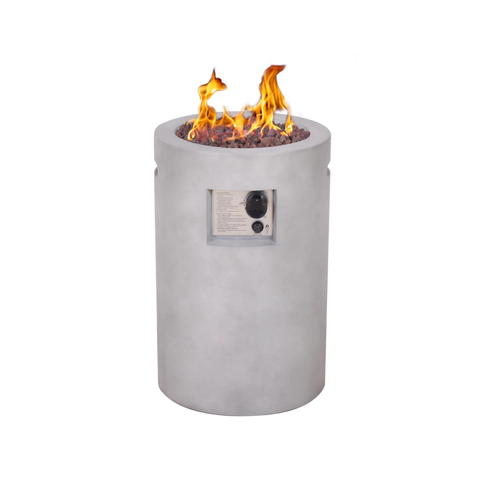 TerraFab Round Propane Fire Column Outdoor Concrete Fire Pit