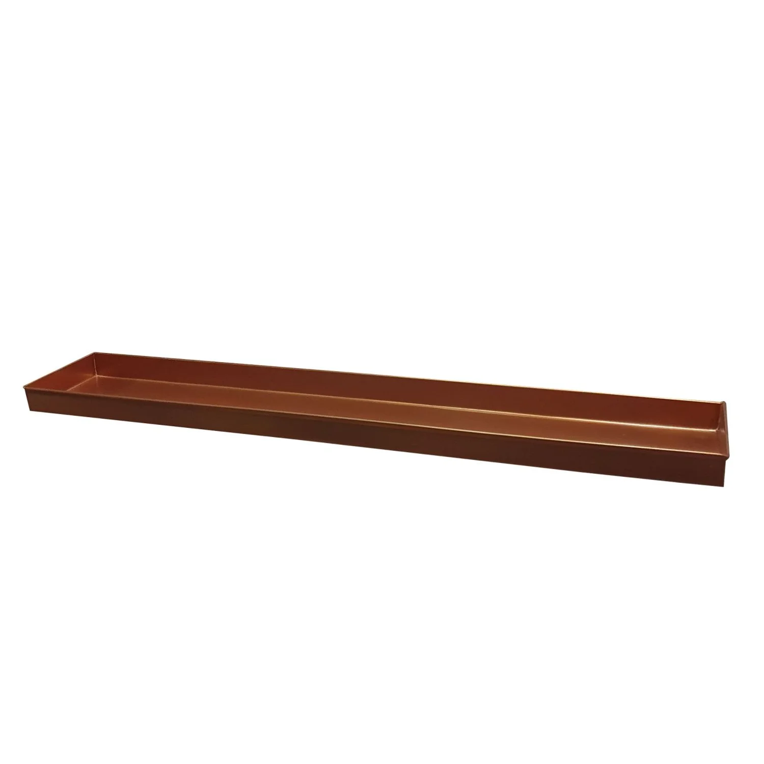 JHOOTUUO 29 Inch Rectangular Metal Windowsill Plant Tray  Trim Edges  Large  Copper