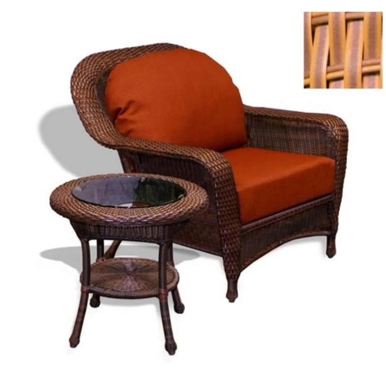 Sea Pines Wicker Chair and Side Table Bundle - Mojave