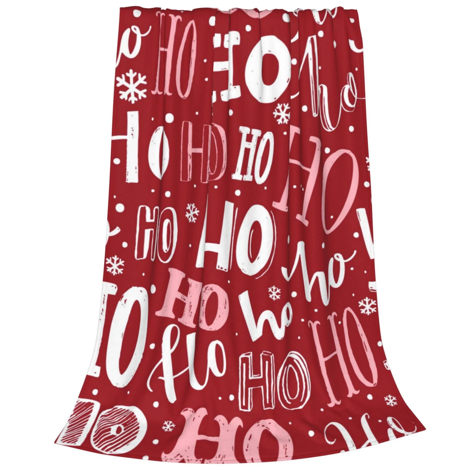 Junzan Ho Pattern Funny Christmas Print Flannel Fleece Blanket Throw Blanket For Bed,Sofa,Couch,Travel,Camping(40