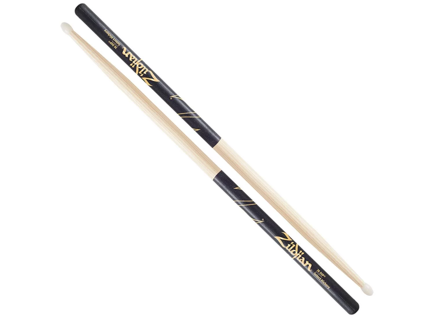 Zildjian 7A Hickory Nylon Tip Drumsticks - Black Dip