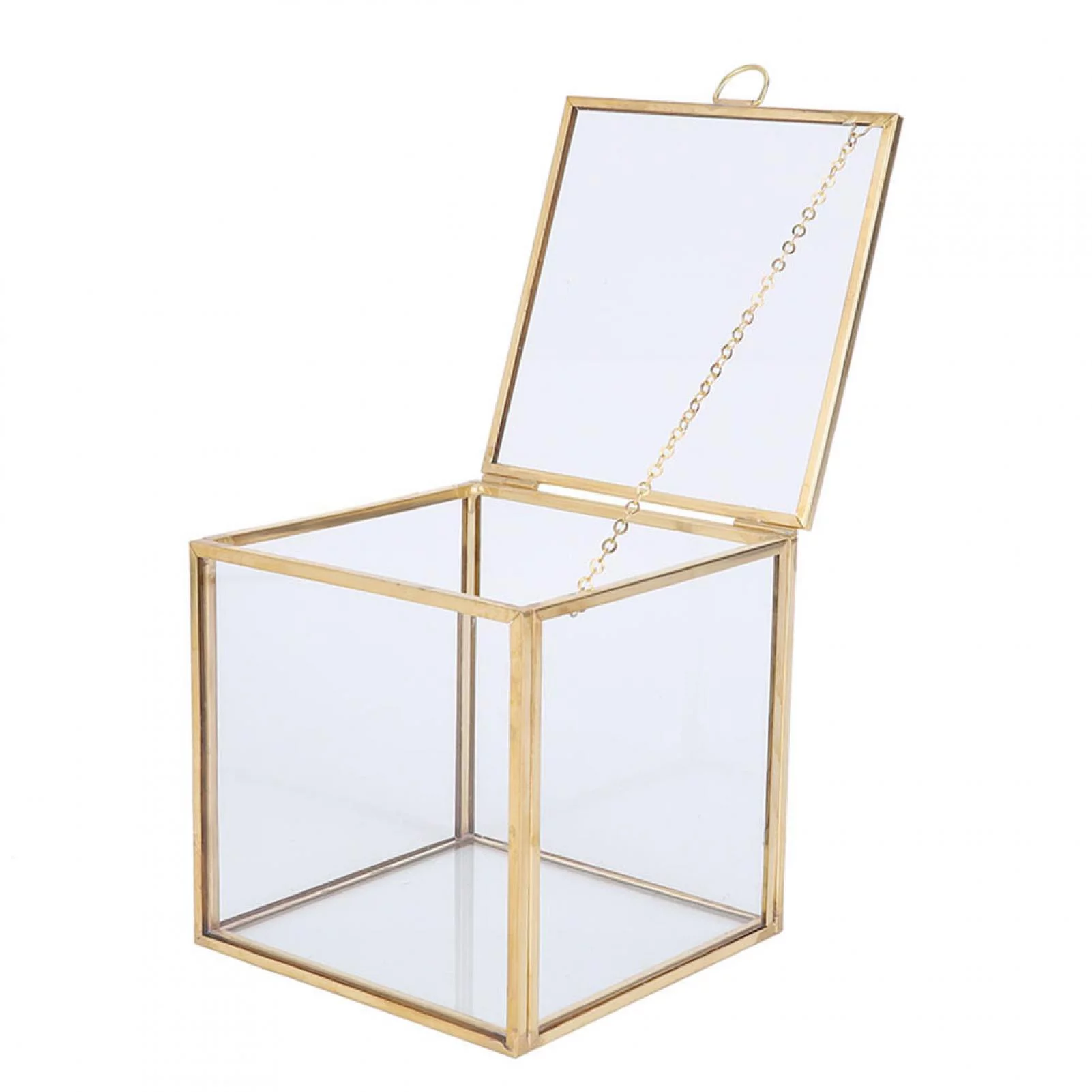 Wincal Elegant Geometric Flower Pot, Gold Edge Geometric Glass Plant Planter, Succulent Plants Container, Home Landscape Decoration, for Fern Moss Succulent