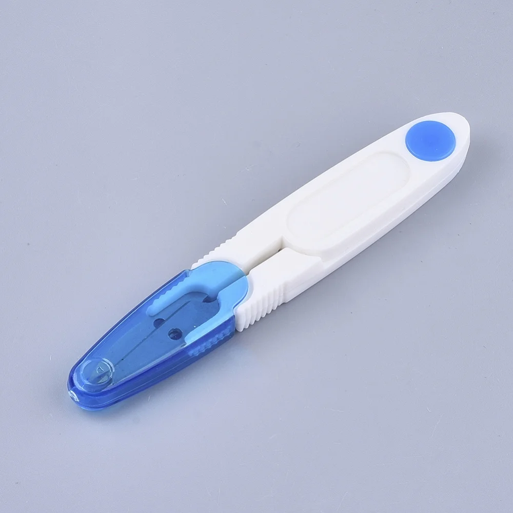 5pc 117x19x9mm Iron Scissors and Plastic Sheath Mini Small Snips Trimming Nipper Blue
