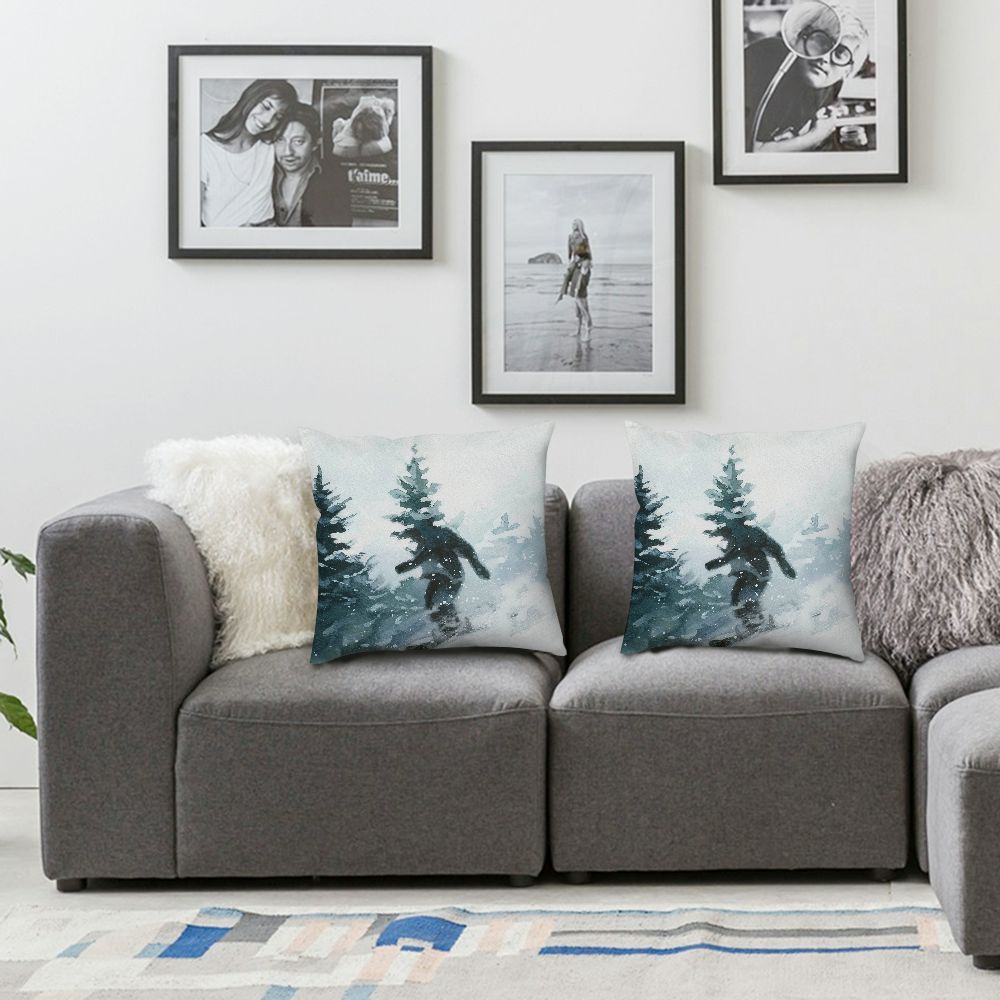 nygtbtfer Home Pillow Cases Winter Forest Pine Spruce Trees&nbsp;Snowy Woodland Landscape Christmas Throw Pillow Covers Decoration Cushion Covers Indoor Outdoor Boudoir  Single Side Print White