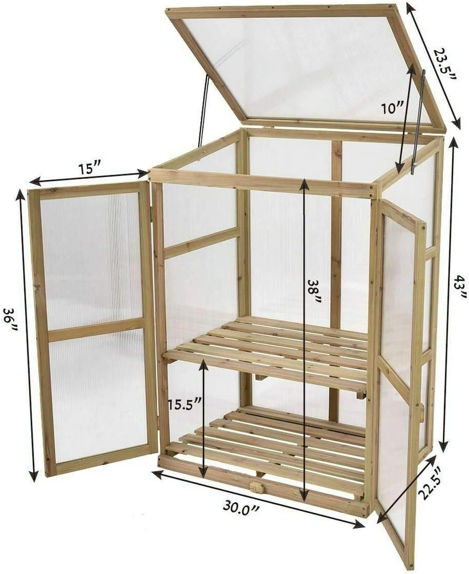 Garden Portable Wooden Greenhouse Cold Frame Raised Plants Shelves