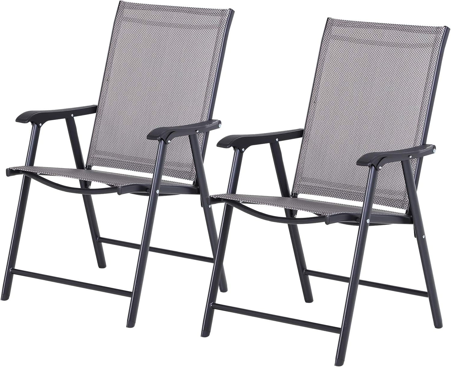 Folding Outdoor Patio Chairs Set of 2 Stackable Portable for Deck, Garden, Camping and Travel